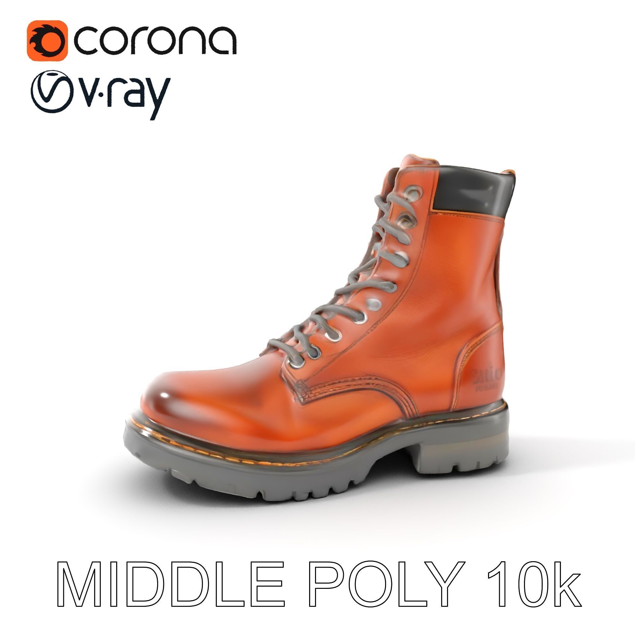 Leather Boot Model Pack with Detailed Laces and Stitching Low-poly 3D model_11