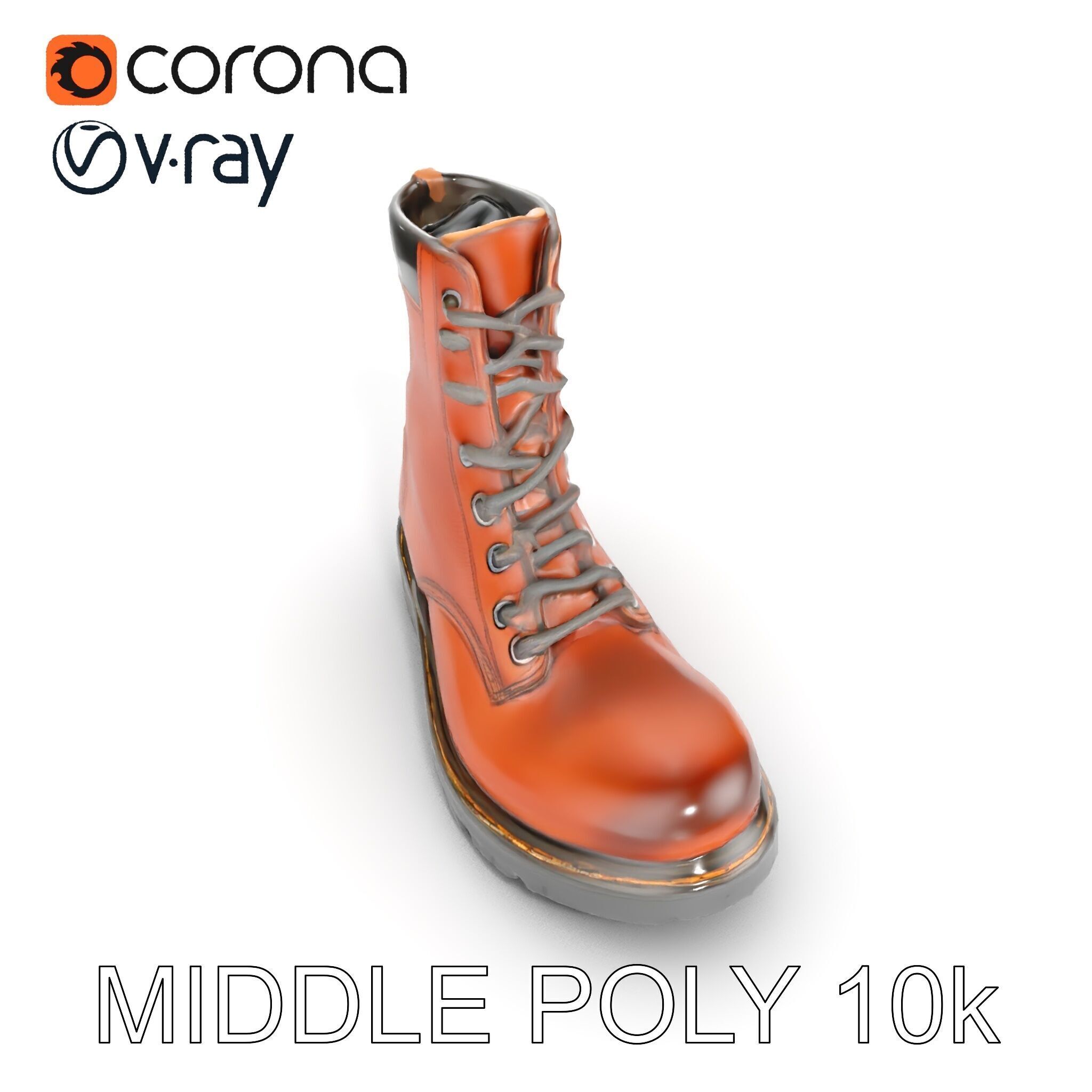 Leather Boot Model Pack with Detailed Laces and Stitching Low-poly 3D model_6