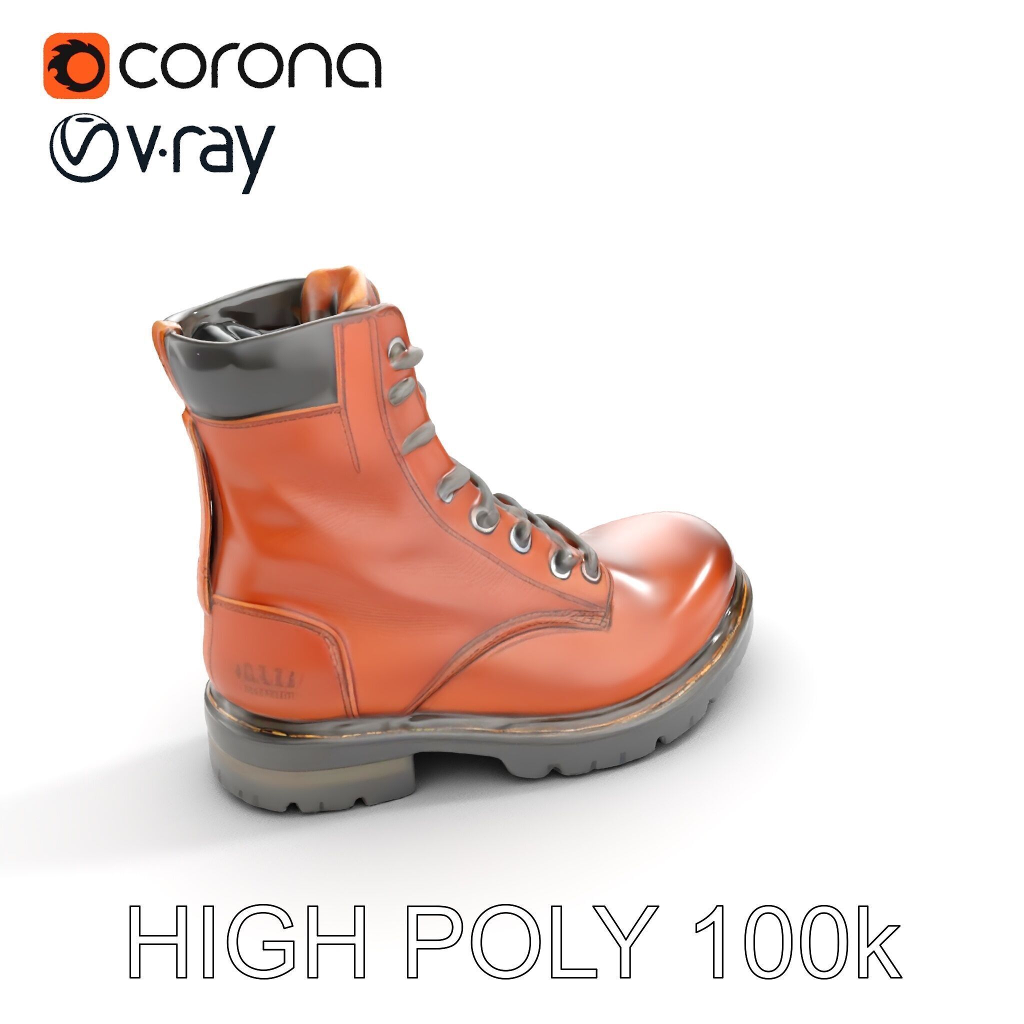 Leather Boot Model Pack with Detailed Laces and Stitching Low-poly 3D model_21