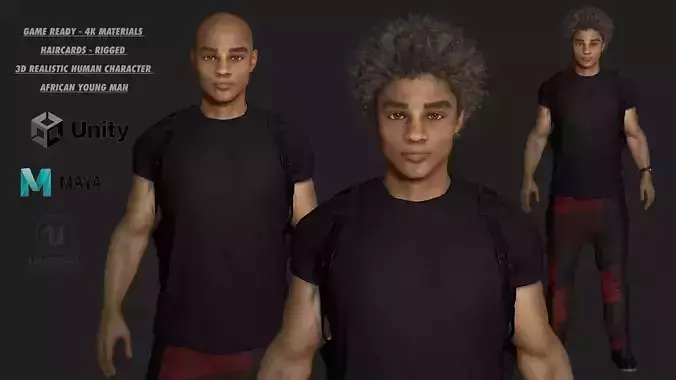 AAA 3D REALISTIC CHARACTER - AFRICAN YOUNG MAN NPC STUDENT