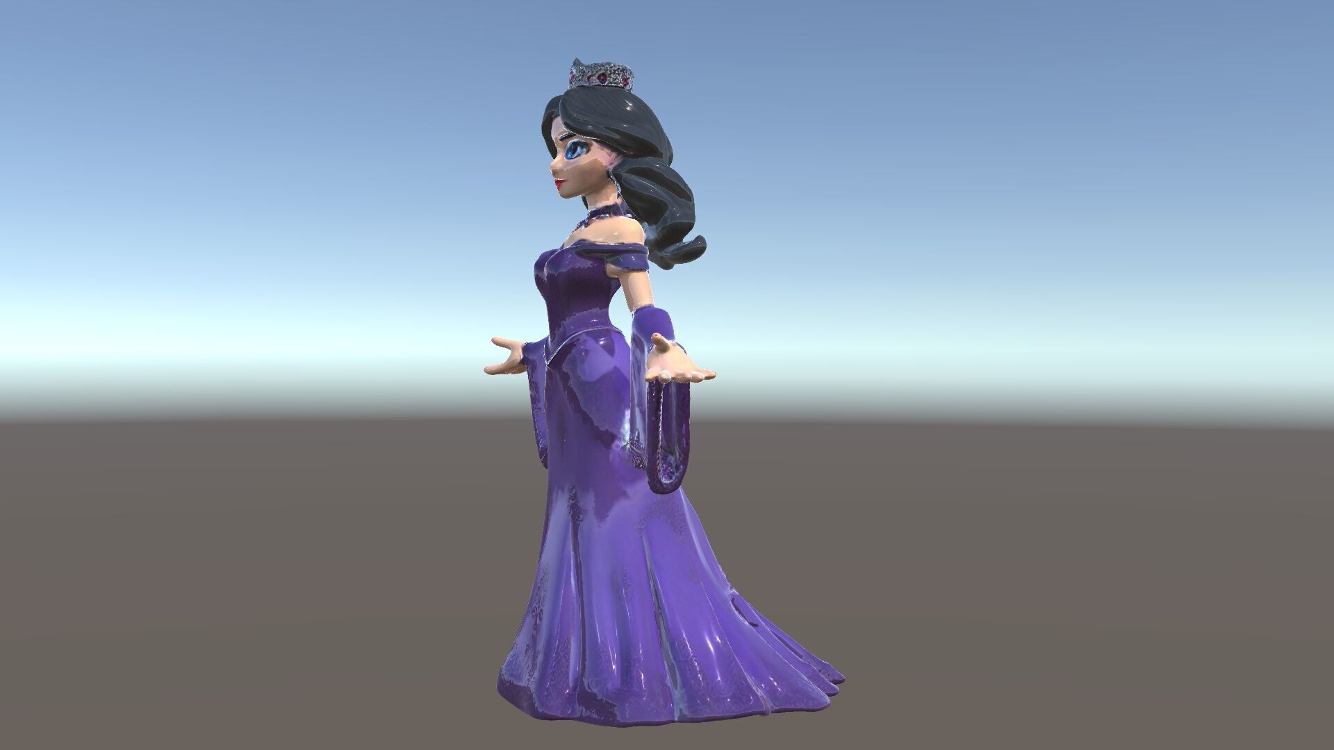 Elegant Royal Queen Character Model Rigged and Animated Low-poly 3D model_5