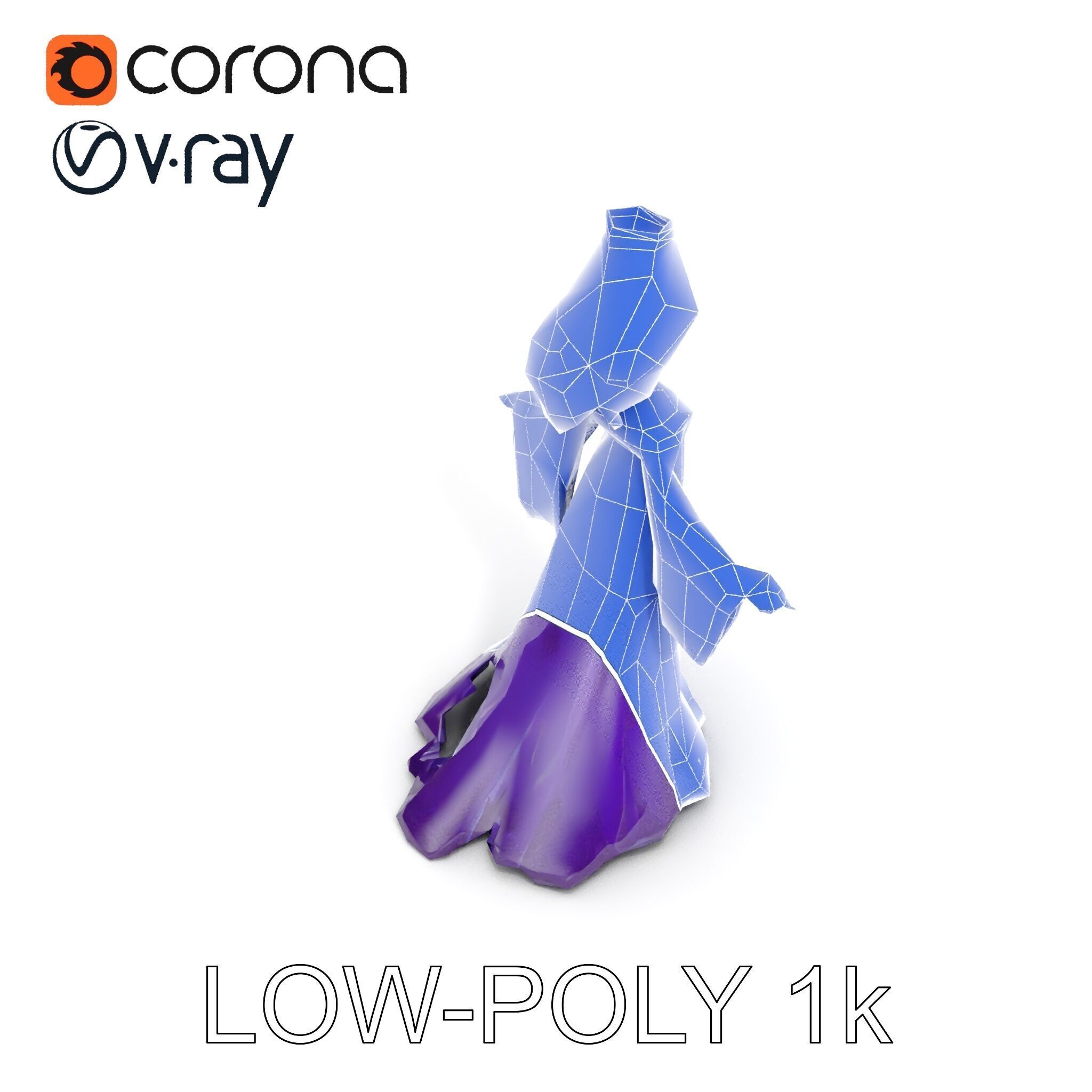 Elegant Royal Queen Character Model Rigged and Animated Low-poly 3D model_11