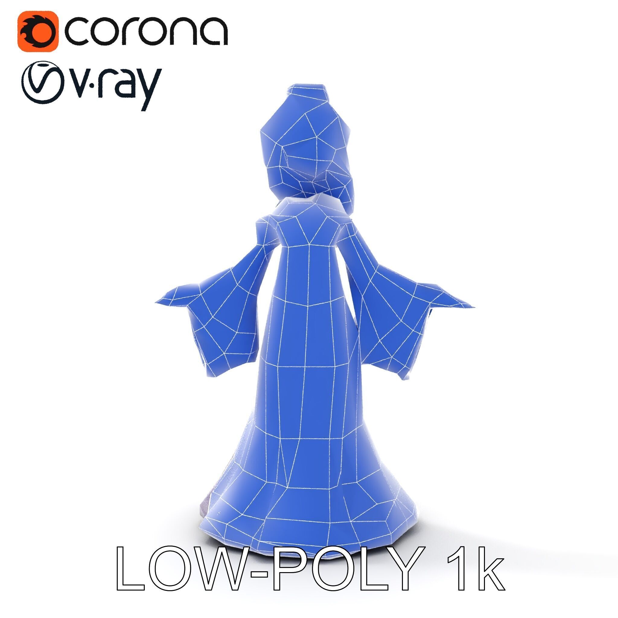 Elegant Royal Queen Character Model Rigged and Animated Low-poly 3D model_23