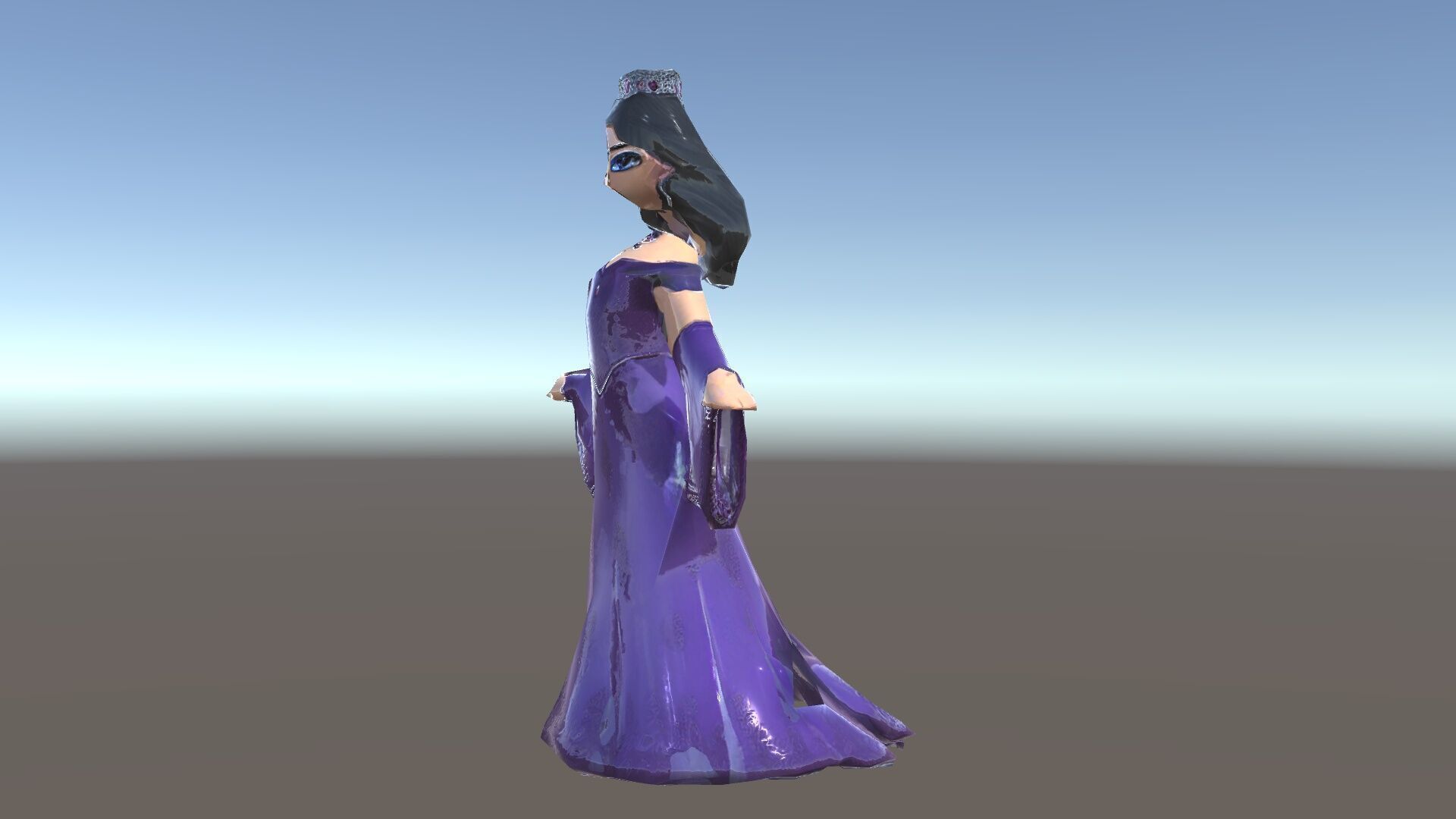 Elegant Royal Queen Character Model Rigged and Animated Low-poly 3D model_34