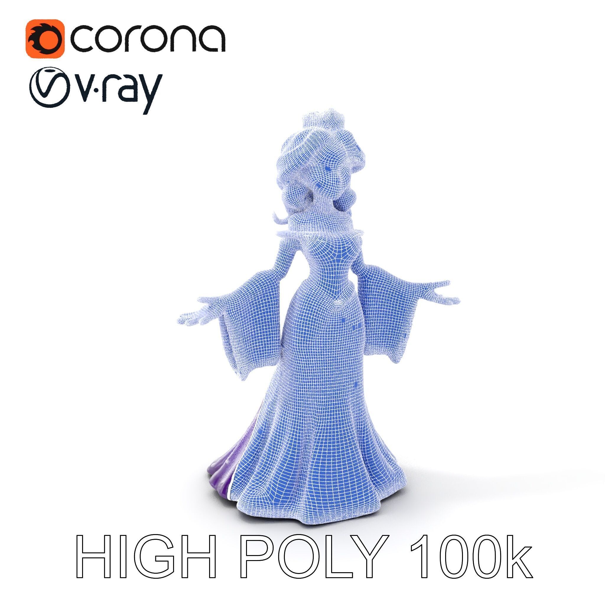 Elegant Royal Queen Character Model Rigged and Animated Low-poly 3D model_4