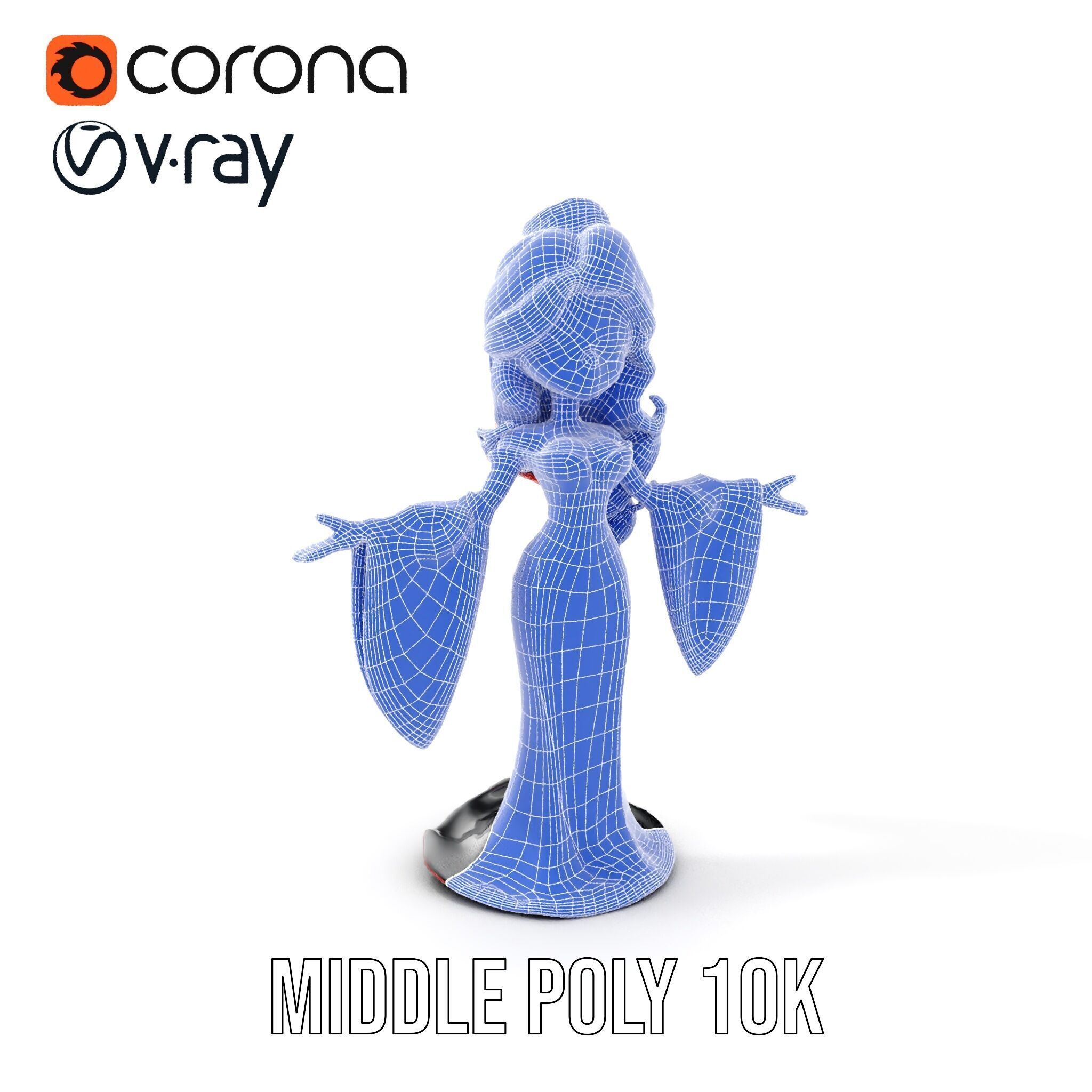 Gothic Princess D Model  Rigged and Animated Character Low-poly 3D model_27