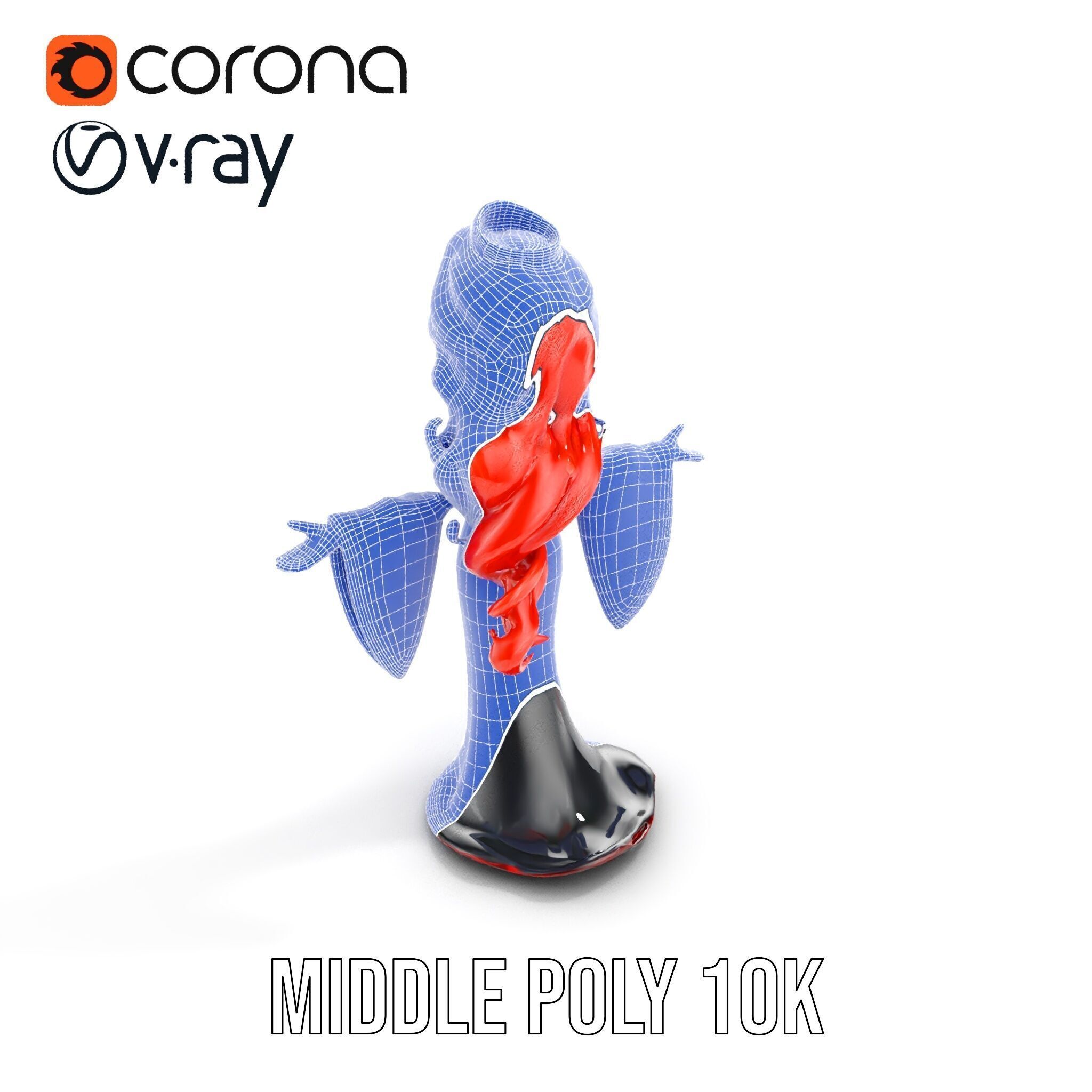 Gothic Princess D Model  Rigged and Animated Character Low-poly 3D model_33