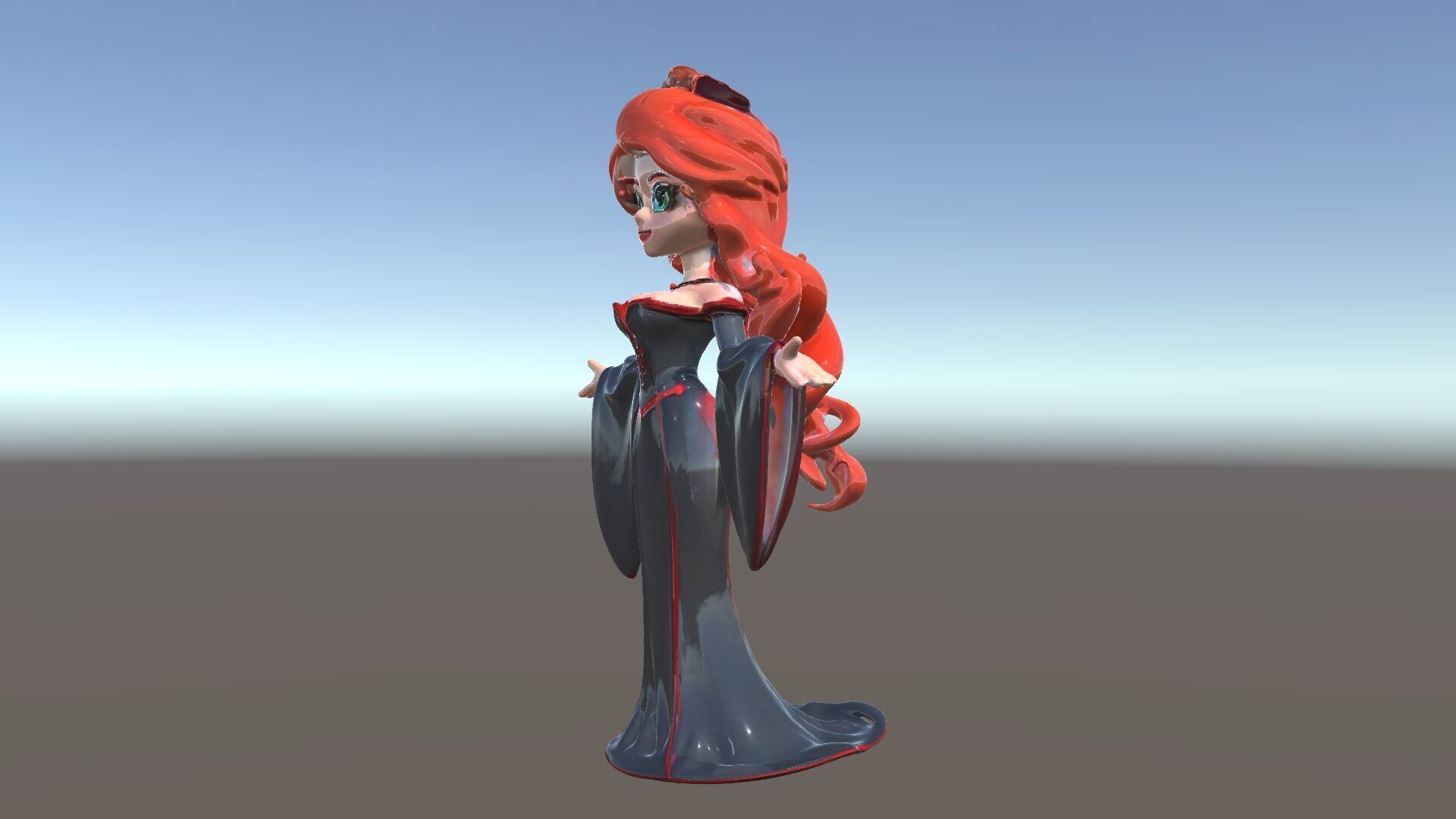 Gothic Princess D Model  Rigged and Animated Character Low-poly 3D model_5