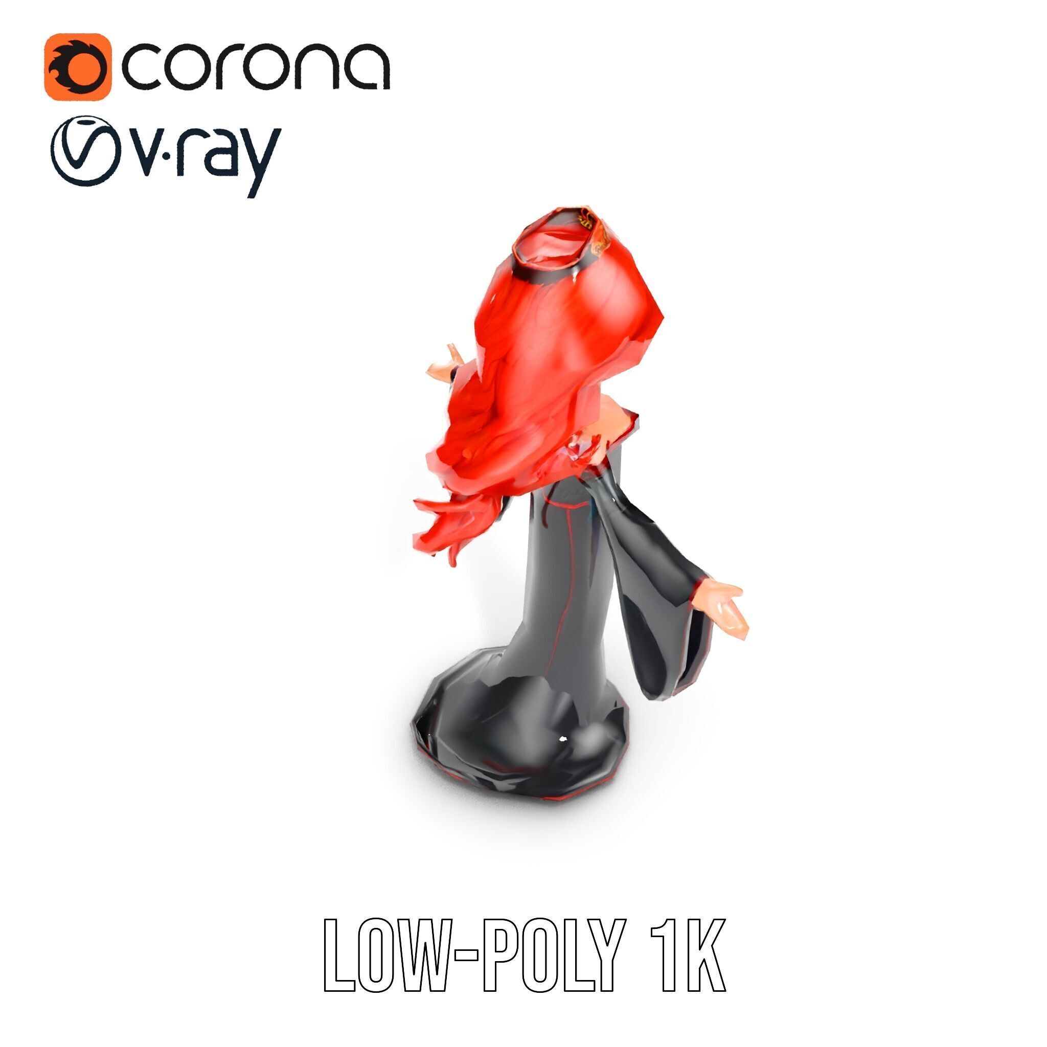 Gothic Princess D Model  Rigged and Animated Character Low-poly 3D model_9