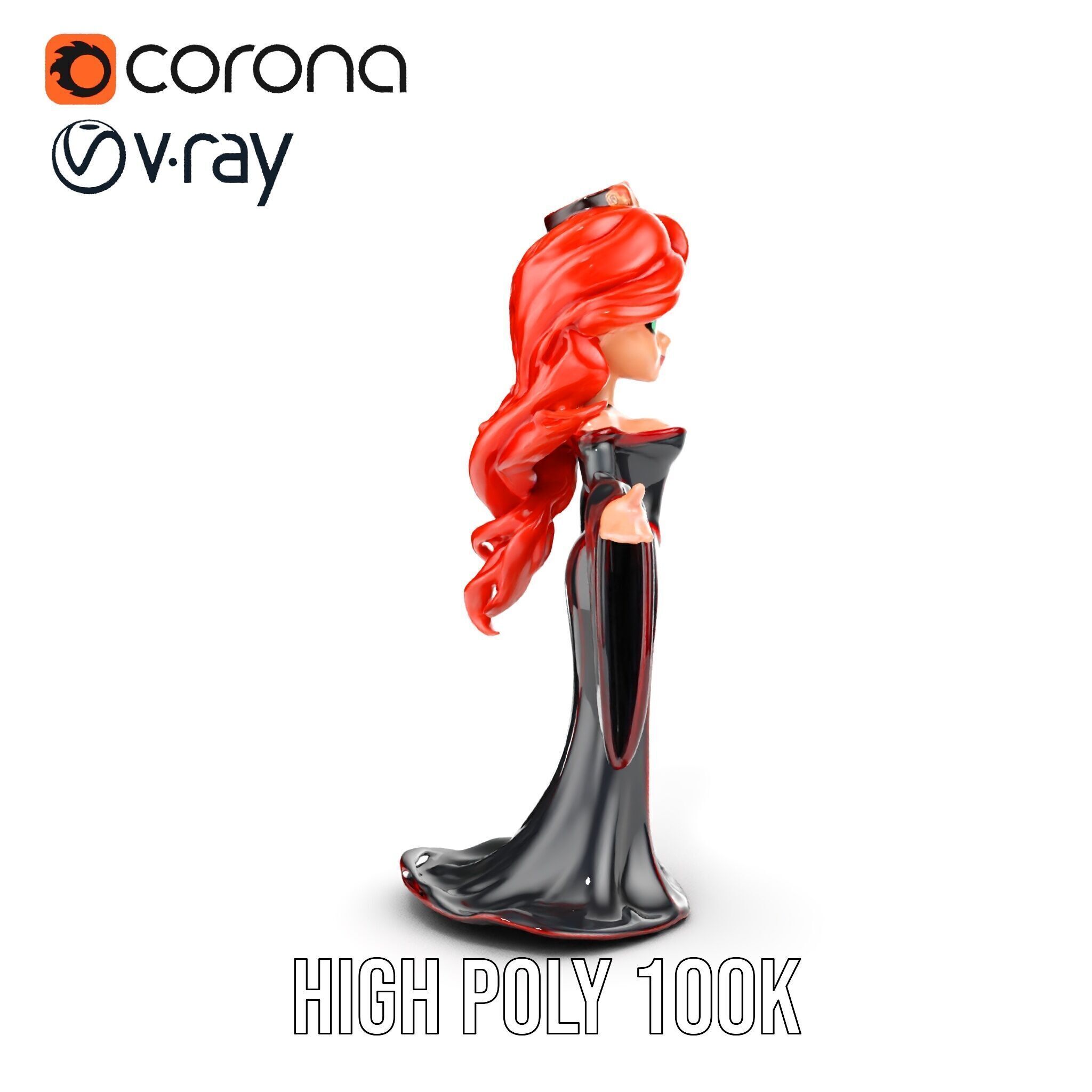 Gothic Princess D Model  Rigged and Animated Character Low-poly 3D model_15