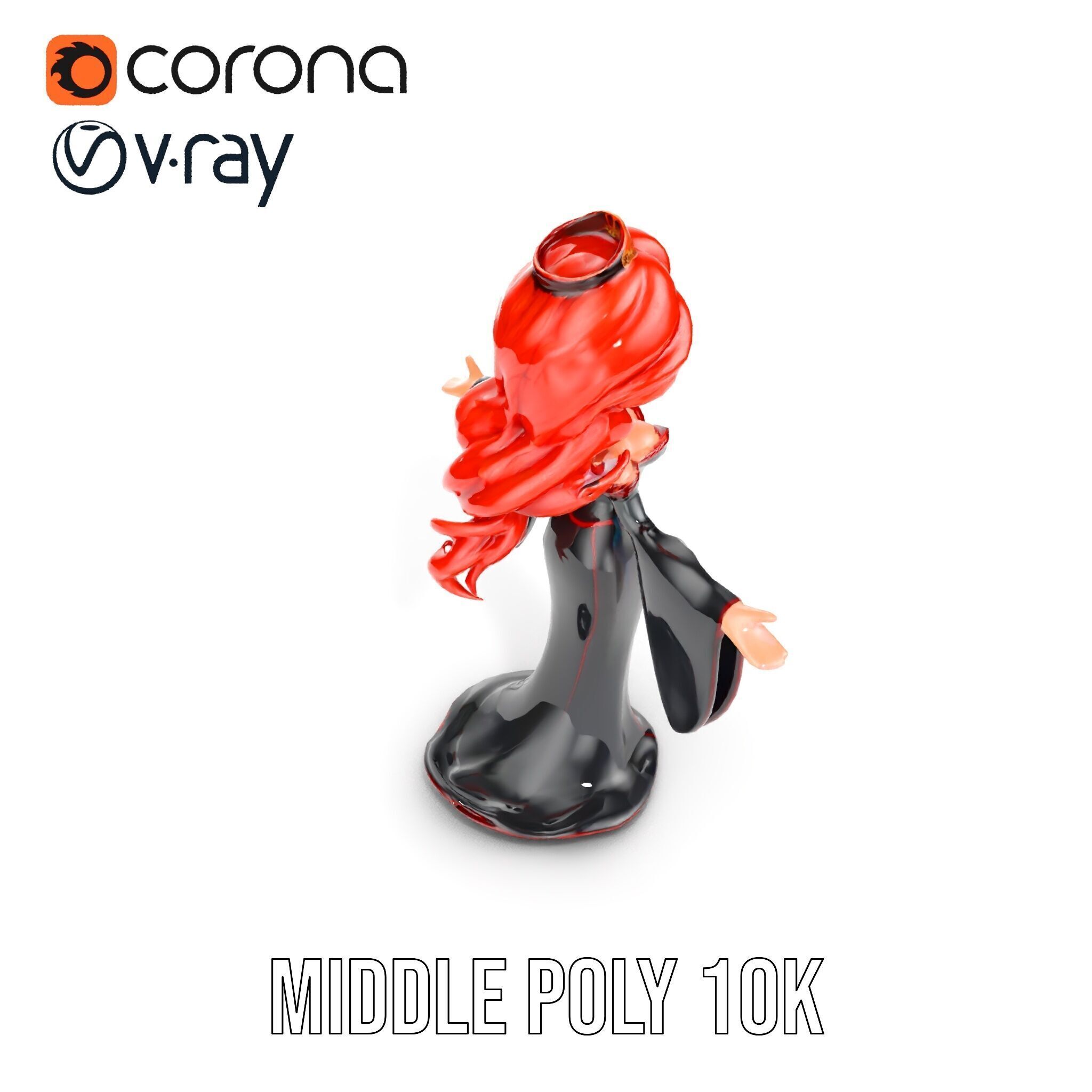 Gothic Princess D Model  Rigged and Animated Character Low-poly 3D model_30