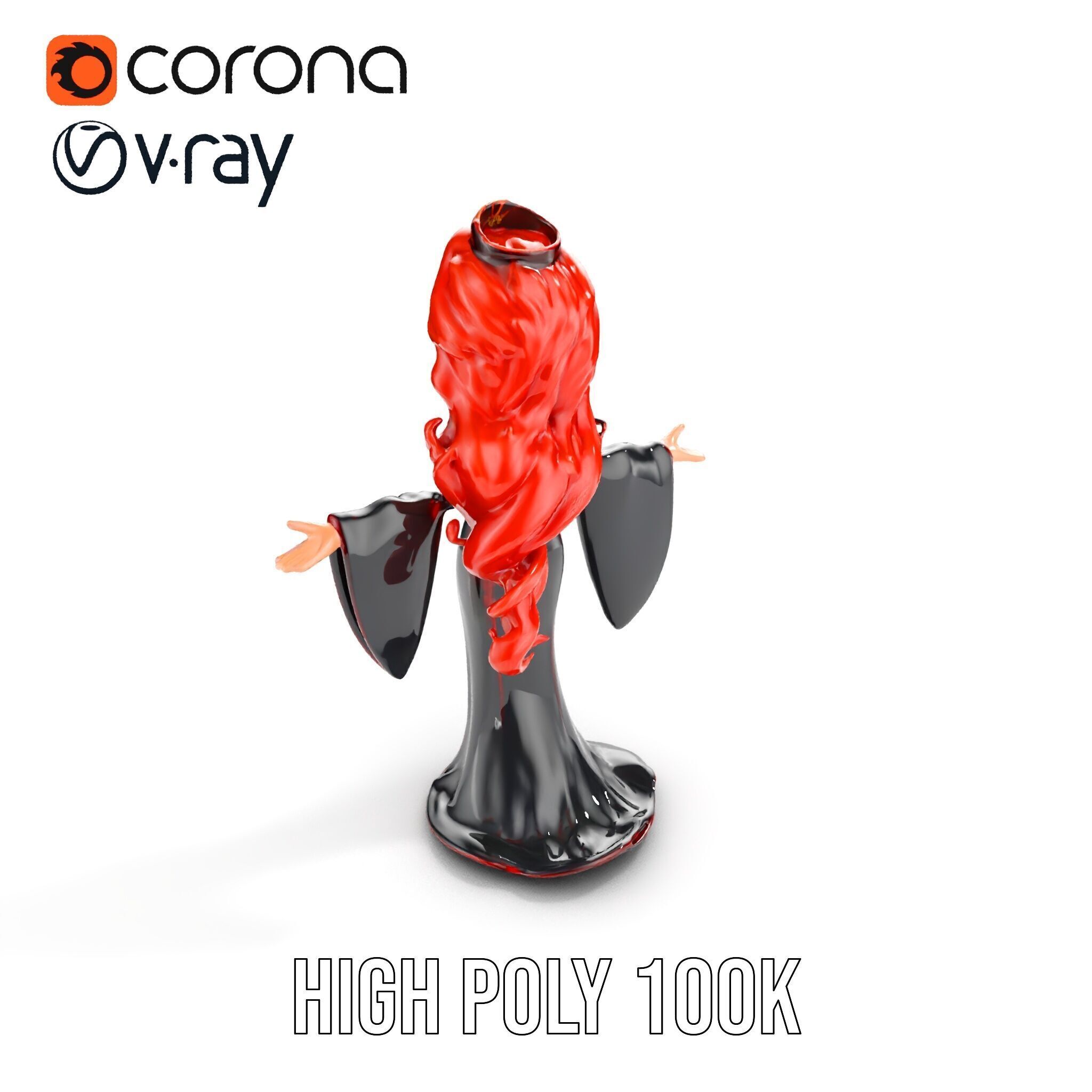 Gothic Princess D Model  Rigged and Animated Character Low-poly 3D model_10