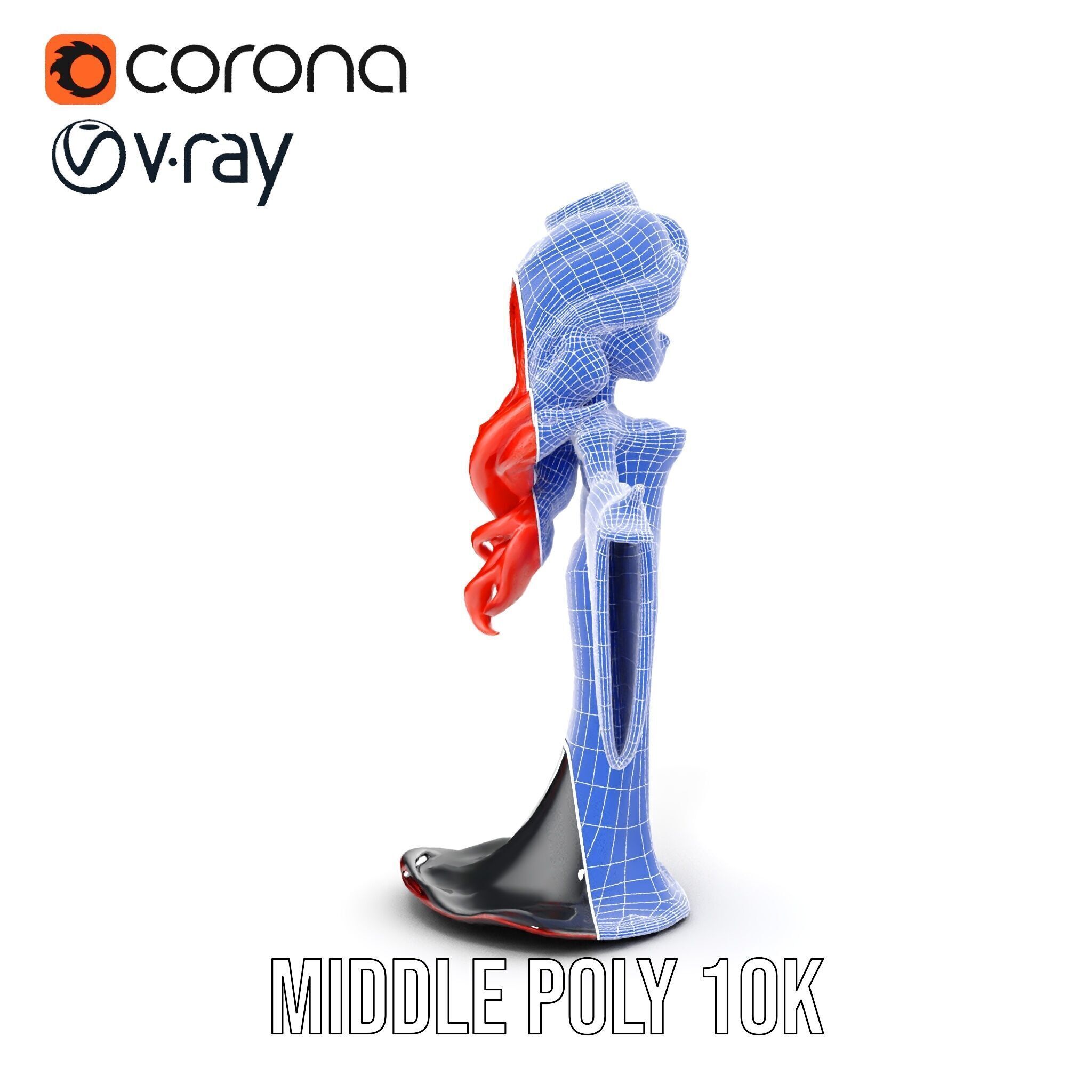 Gothic Princess D Model  Rigged and Animated Character Low-poly 3D model_36