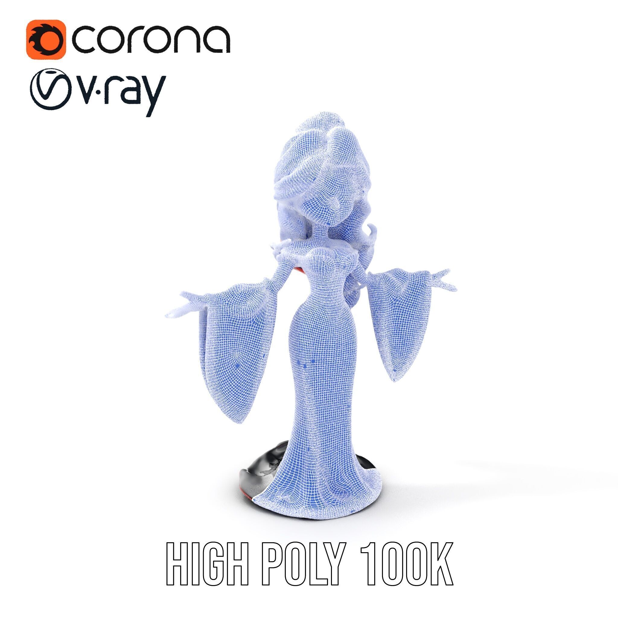 Gothic Princess D Model  Rigged and Animated Character Low-poly 3D model_4