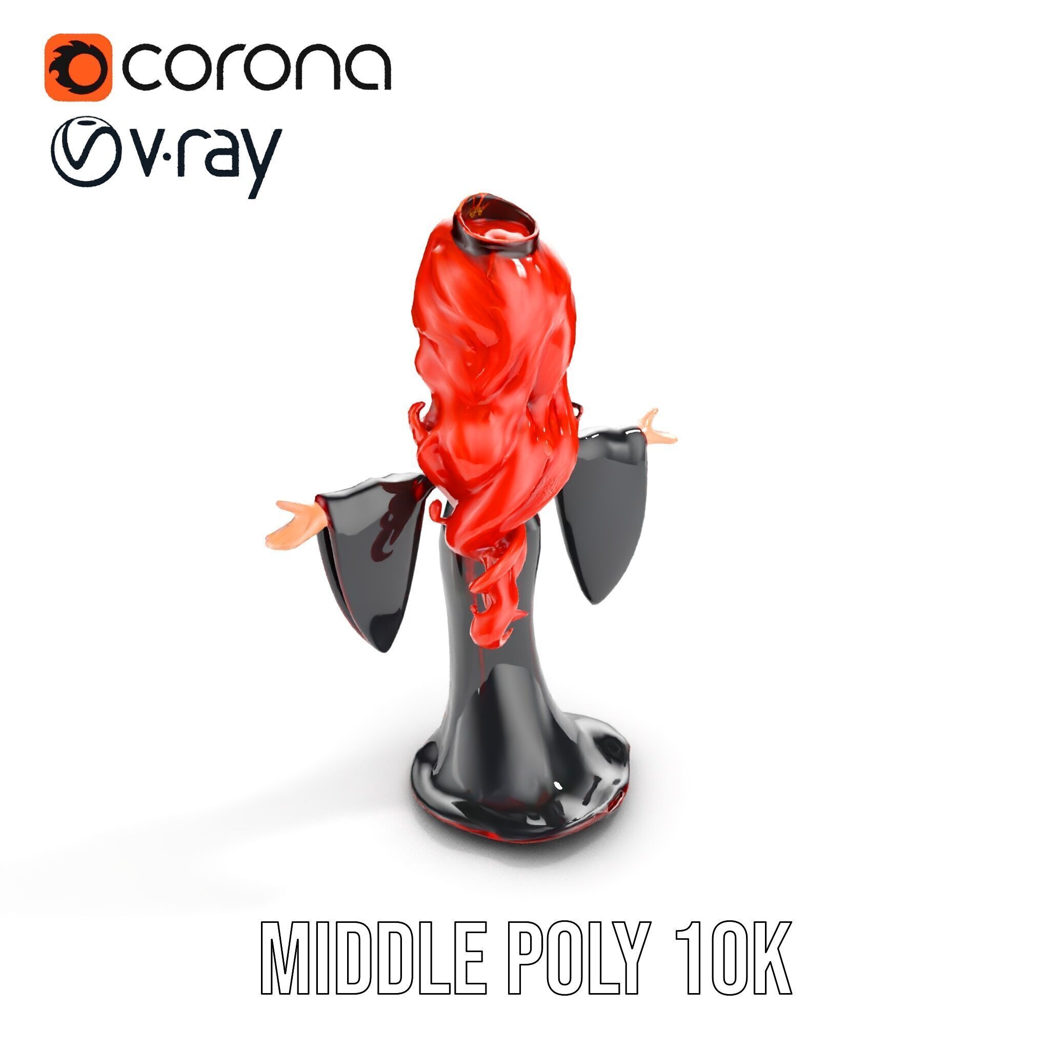 Gothic Princess D Model  Rigged and Animated Character Low-poly 3D model_18