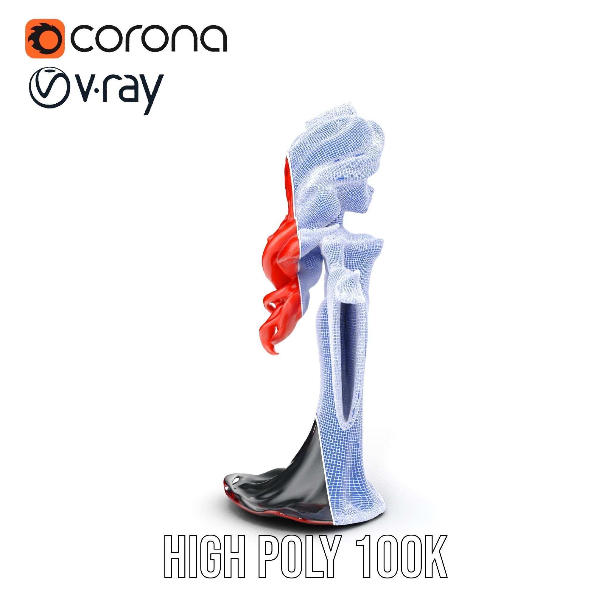 Gothic Princess D Model  Rigged and Animated Character Low-poly 3D model_35