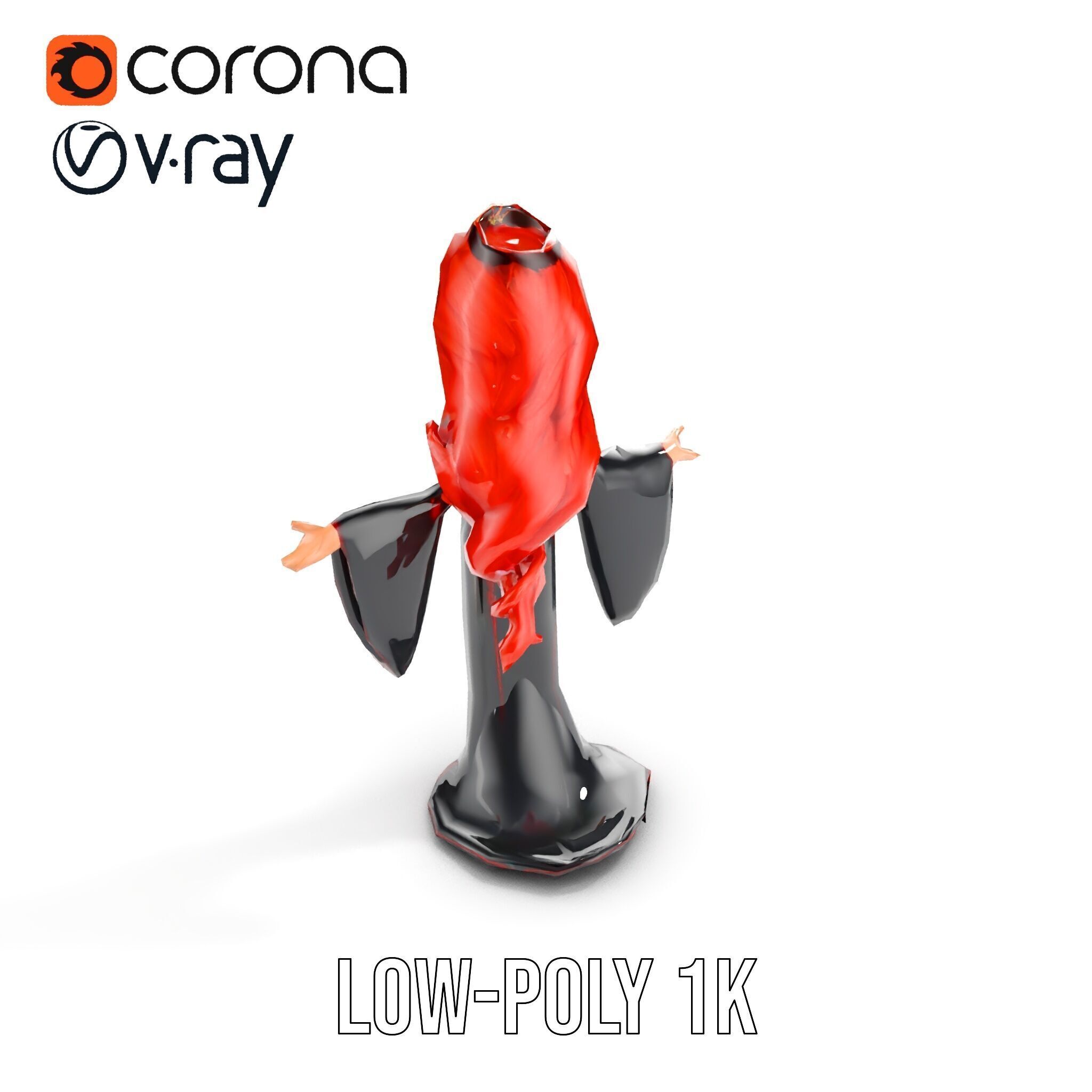 Gothic Princess D Model  Rigged and Animated Character Low-poly 3D model_14