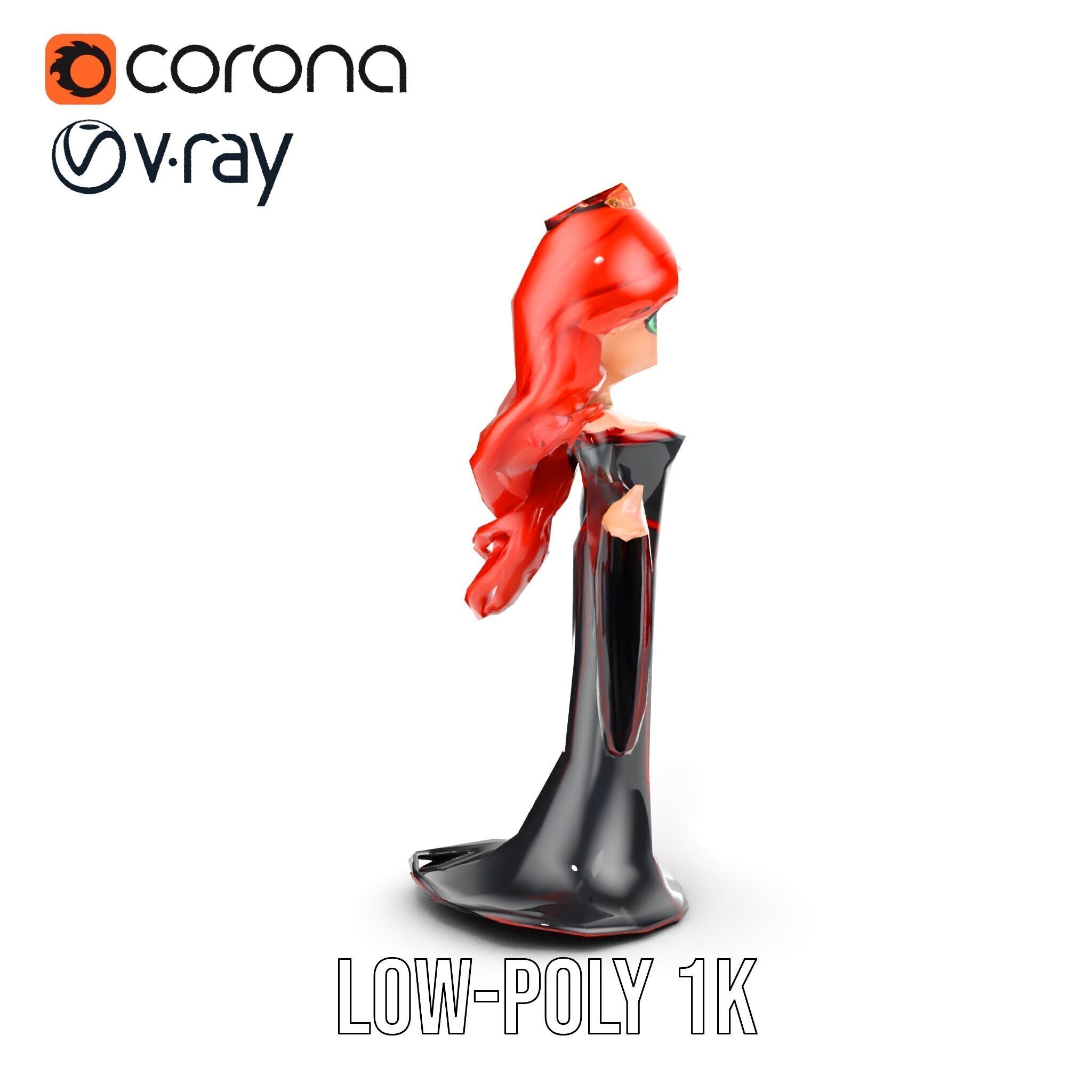 Gothic Princess D Model  Rigged and Animated Character Low-poly 3D model_28