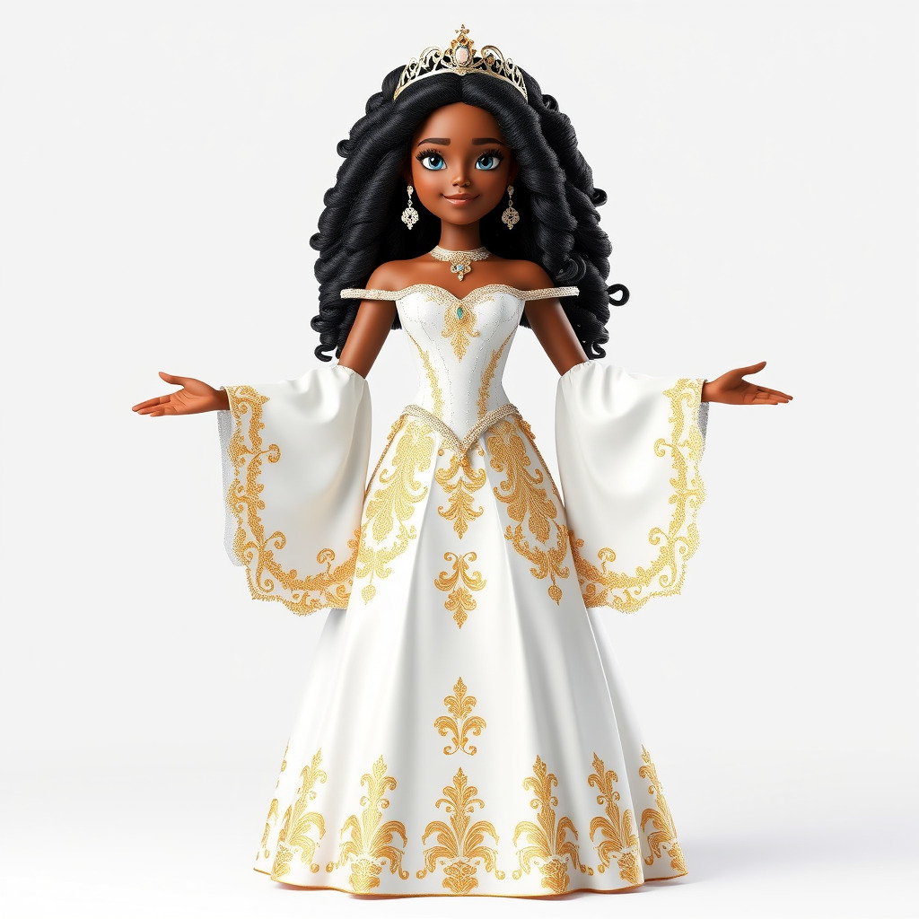 Elegant Princess Character Model  Rigged and Animated Low-poly 3D model_2