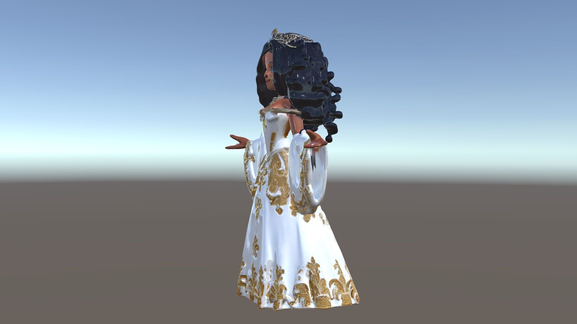 Elegant Princess Character Model  Rigged and Animated Low-poly 3D model_5