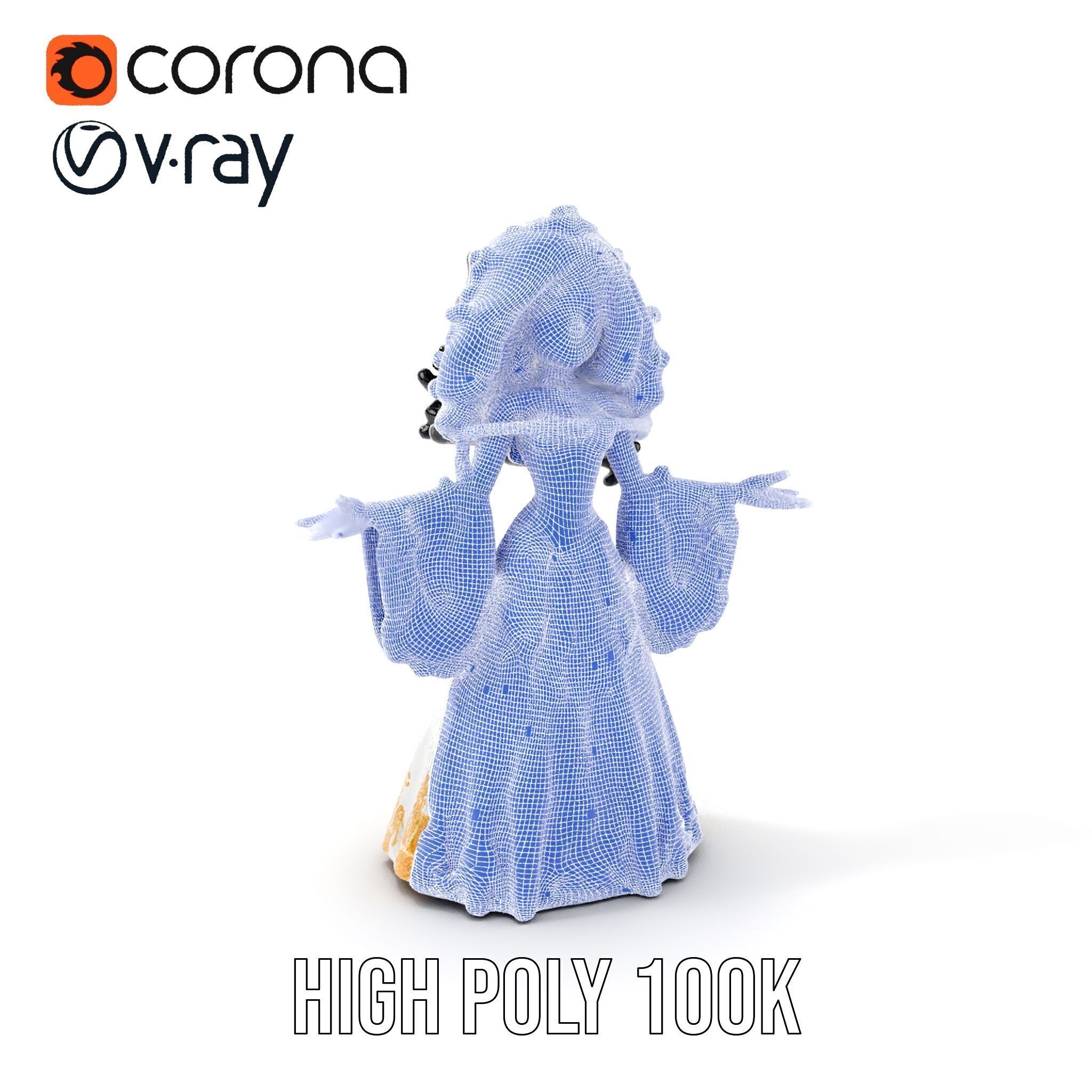 Elegant Princess Character Model  Rigged and Animated Low-poly 3D model_4