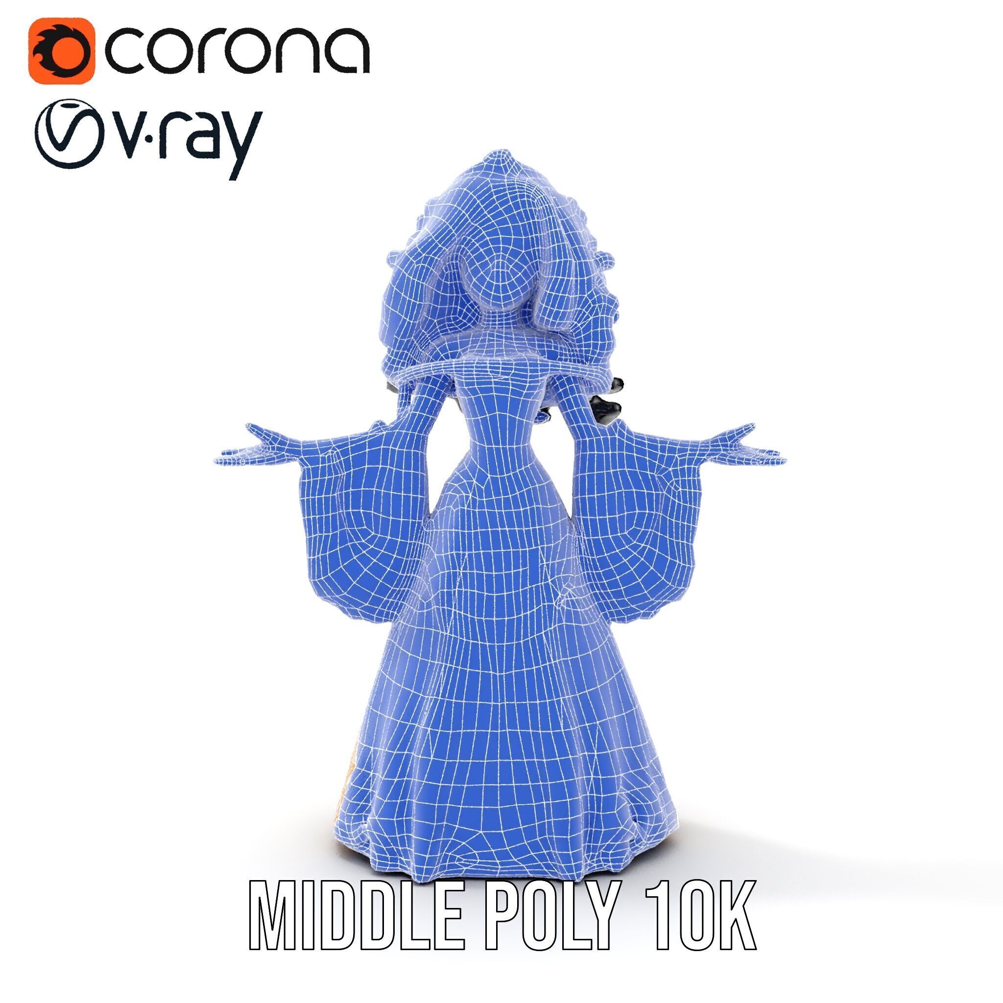 Elegant Princess Character Model  Rigged and Animated Low-poly 3D model_31