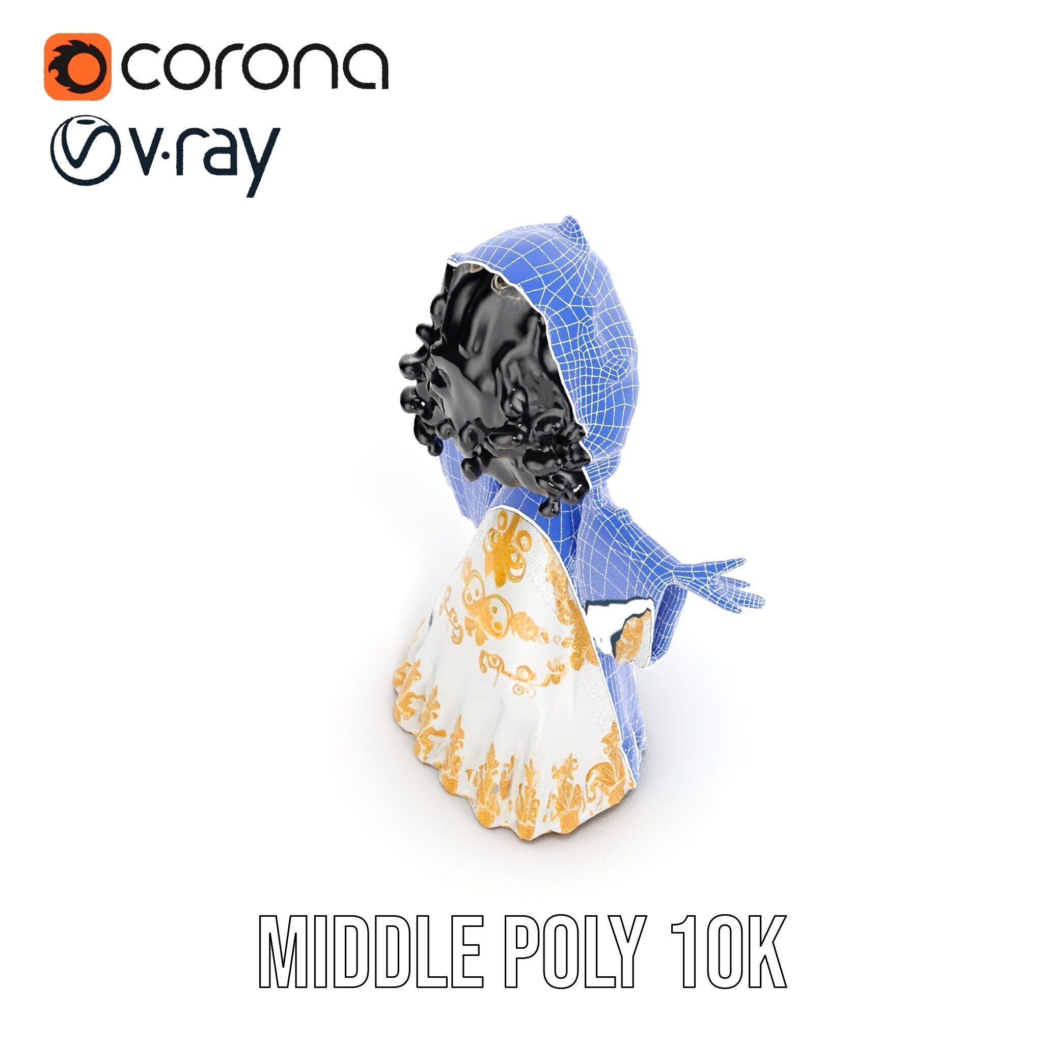 Elegant Princess Character Model  Rigged and Animated Low-poly 3D model_28