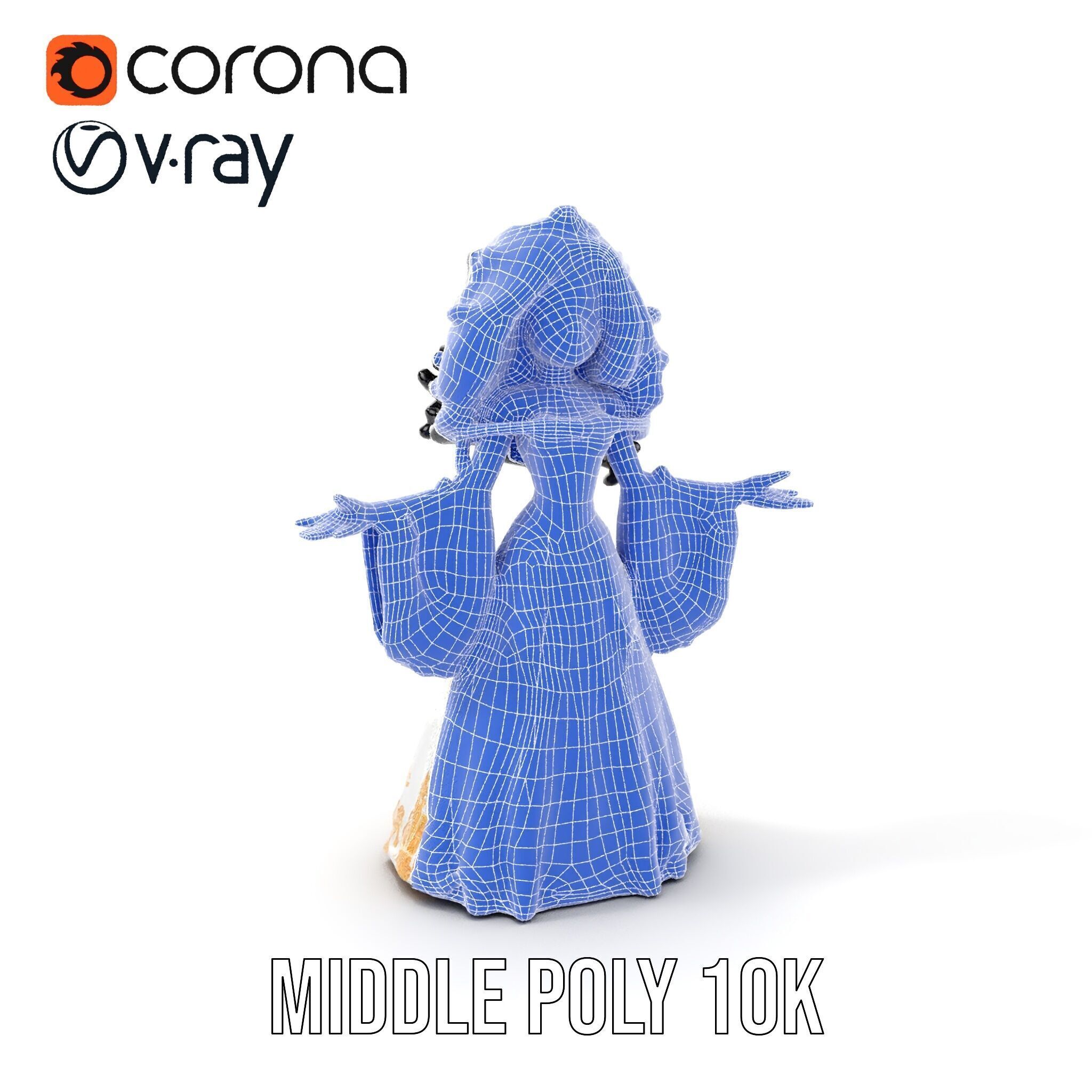 Elegant Princess Character Model  Rigged and Animated Low-poly 3D model_33