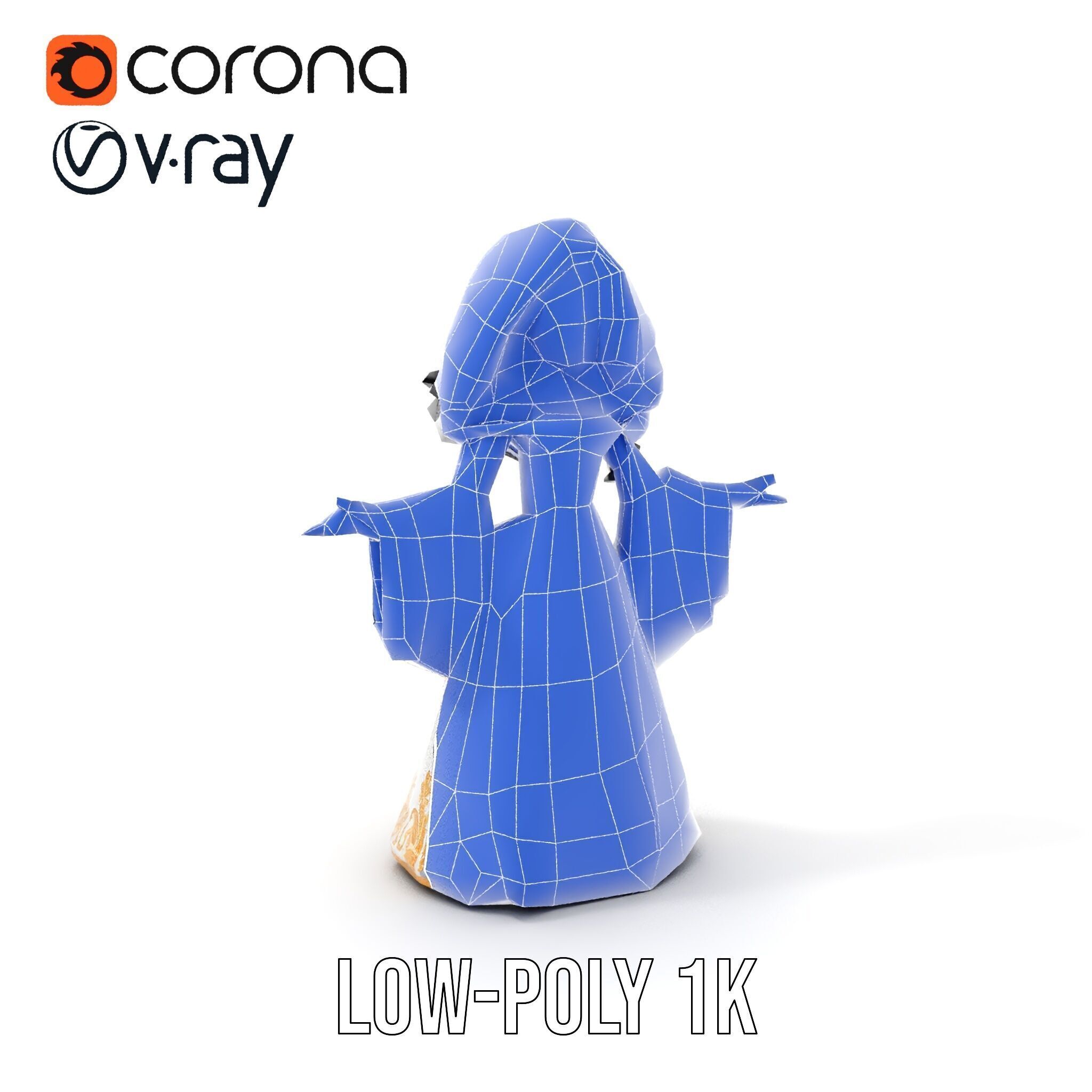 Elegant Princess Character Model  Rigged and Animated Low-poly 3D model_17