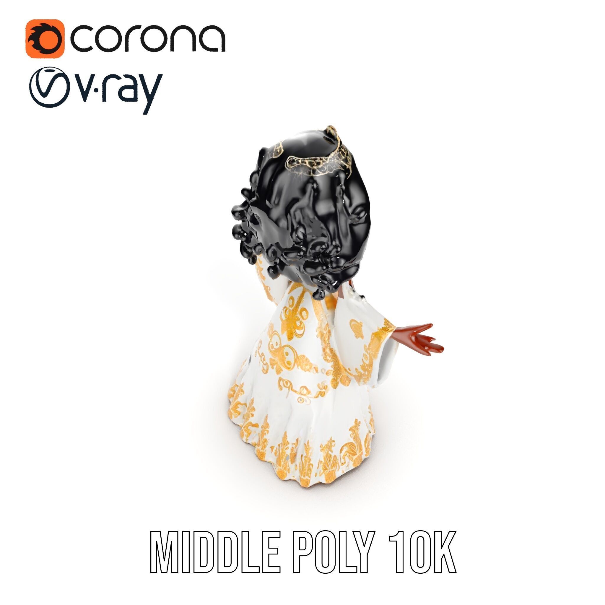 Elegant Princess Character Model  Rigged and Animated Low-poly 3D model_22