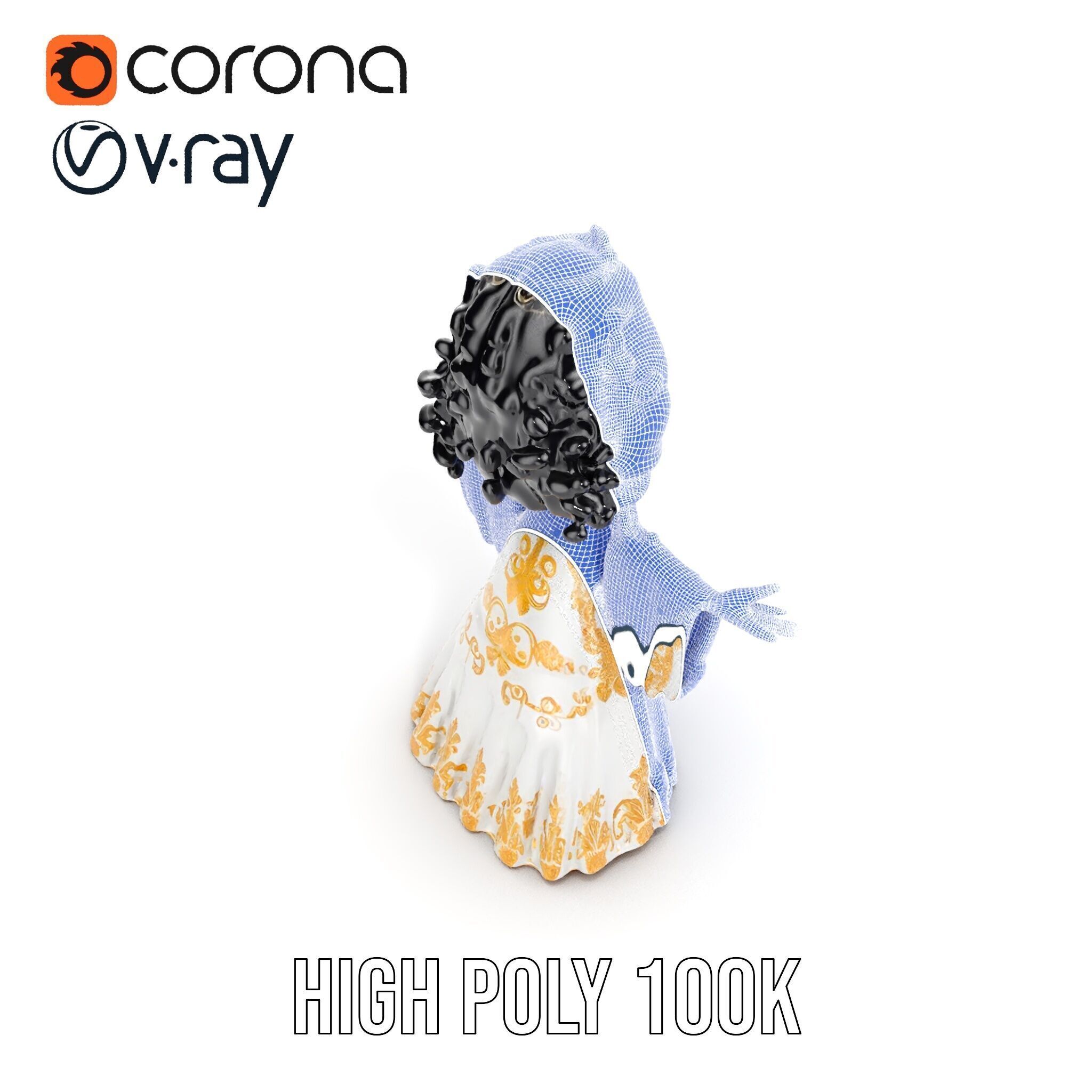 Elegant Princess Character Model  Rigged and Animated Low-poly 3D model_21