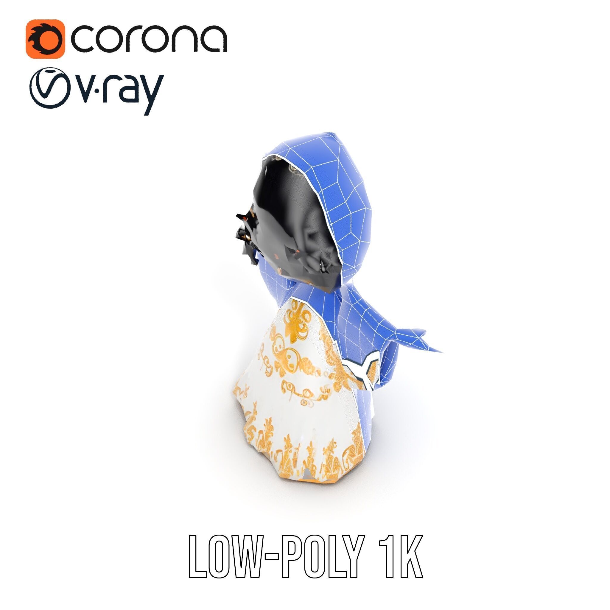 Elegant Princess Character Model  Rigged and Animated Low-poly 3D model_10