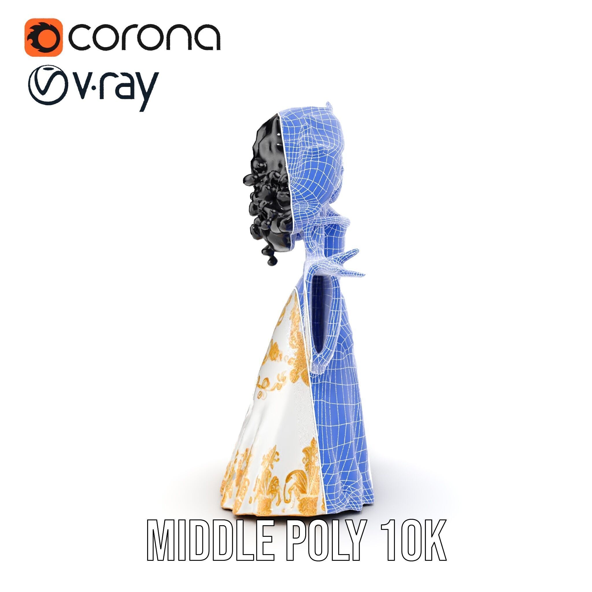 Elegant Princess Character Model  Rigged and Animated Low-poly 3D model_36