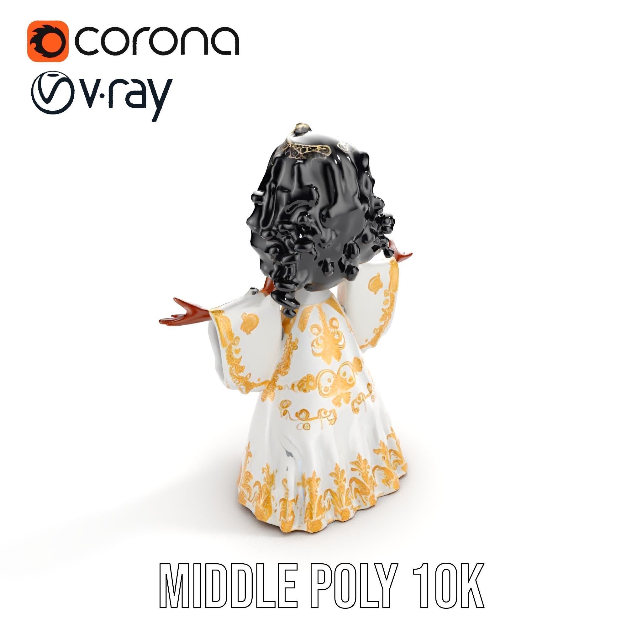 Elegant Princess Character Model  Rigged and Animated Low-poly 3D model_25