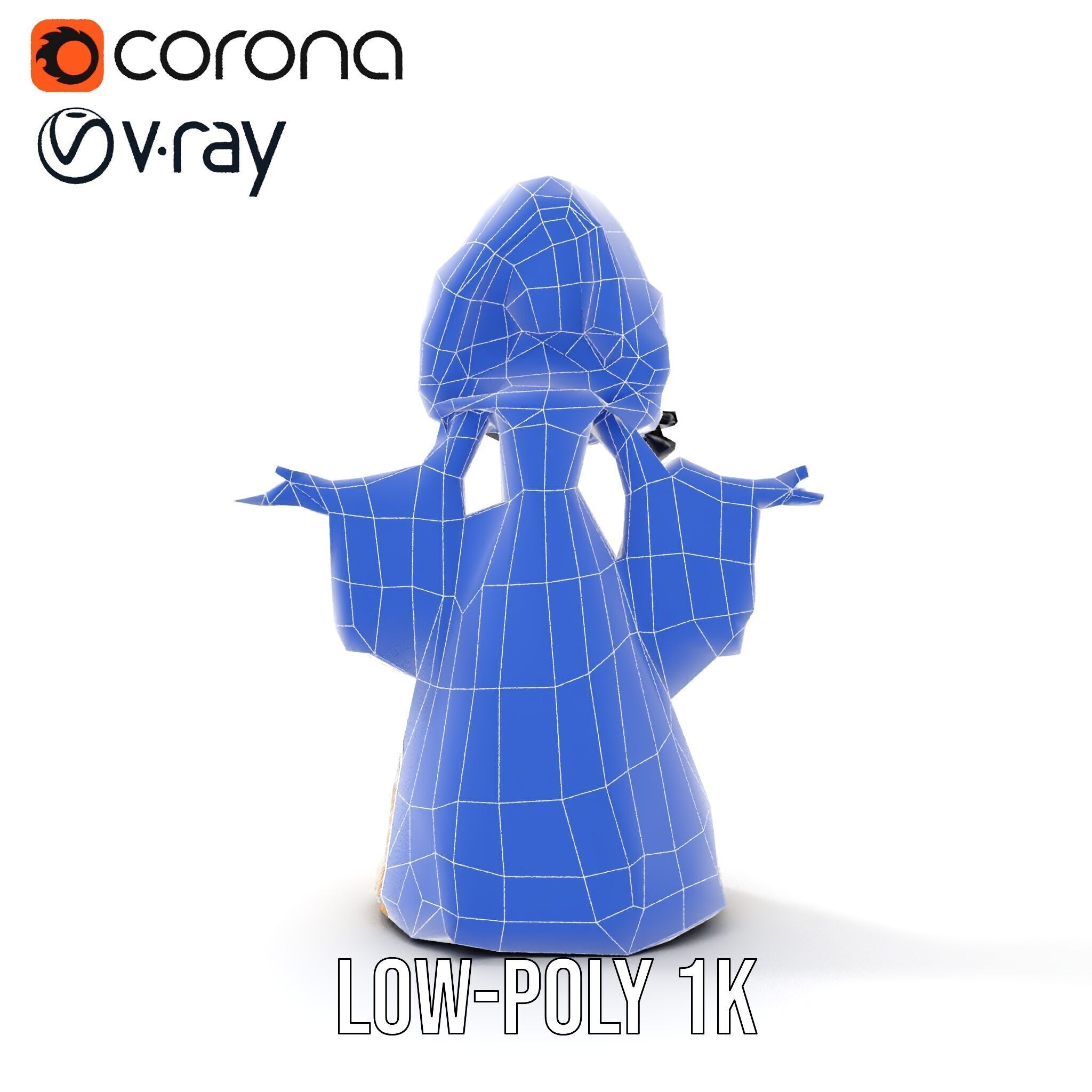 Elegant Princess Character Model  Rigged and Animated Low-poly 3D model_23