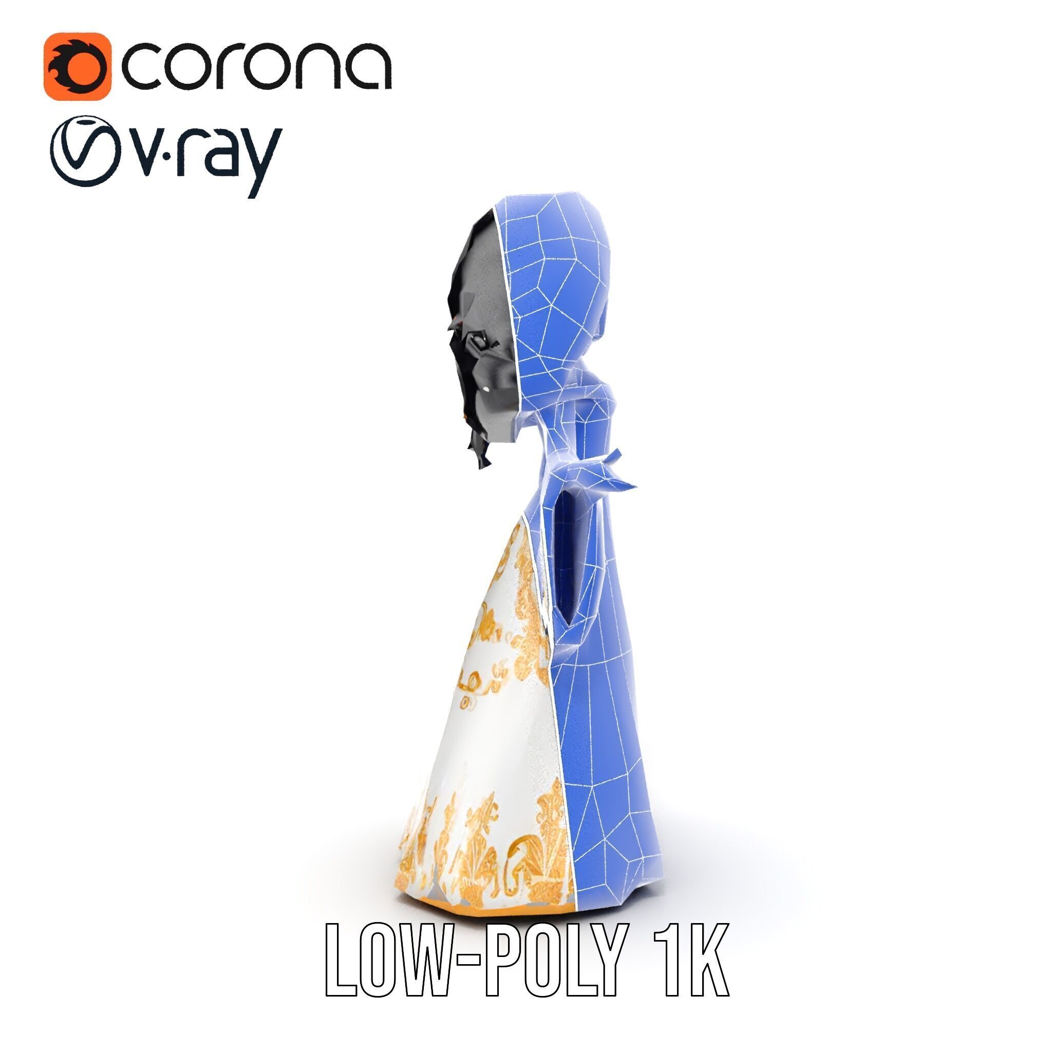 Elegant Princess Character Model  Rigged and Animated Low-poly 3D model_32