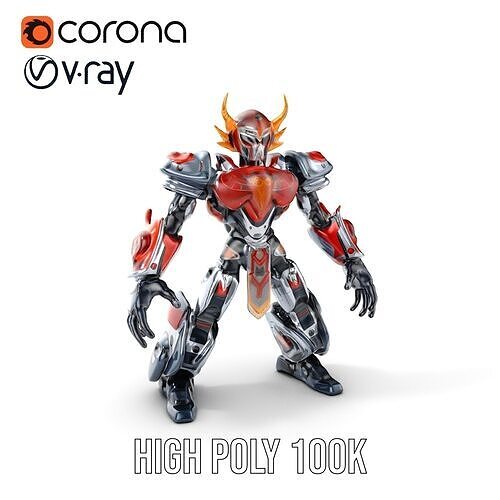 Warrior Mech Rigged and Animated D Character Model Low-poly 3D model