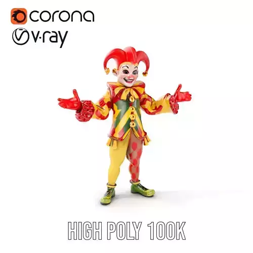 Jester Character Model Vibrant Playful Rigged and Animated Low-poly 3D model