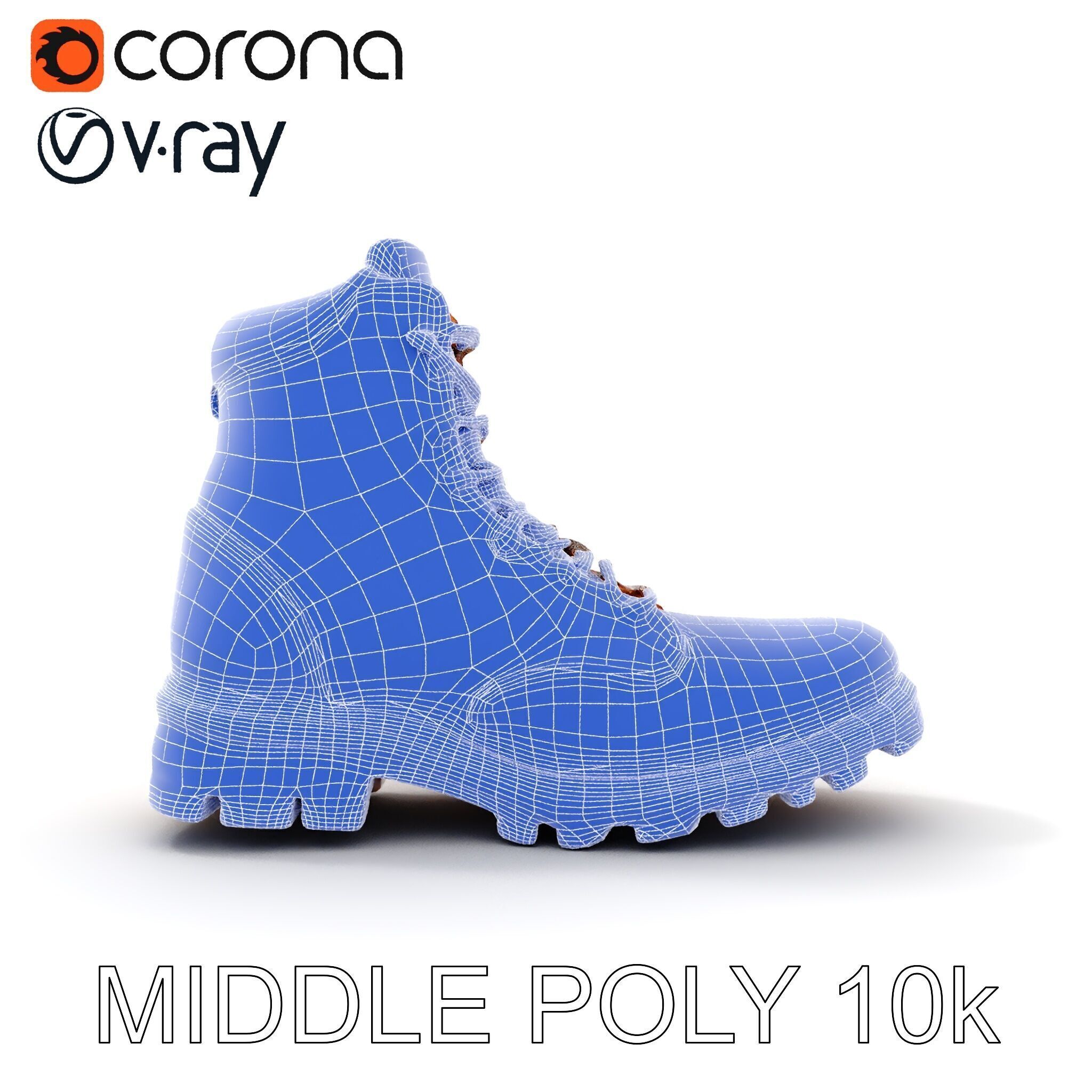 Leather Boot Model Pack with Detailed Textures Low-poly 3D model_27