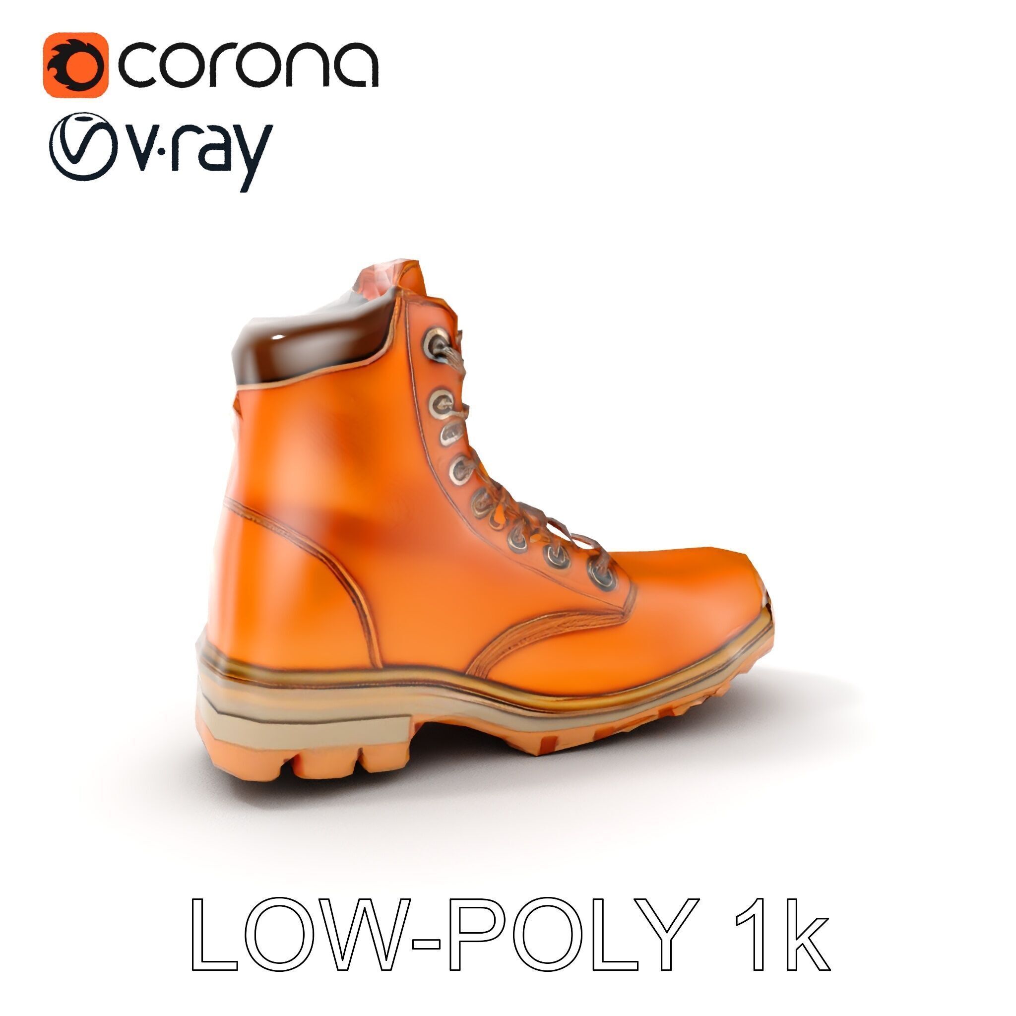 Leather Boot Model Pack with Detailed Textures Low-poly 3D model_7
