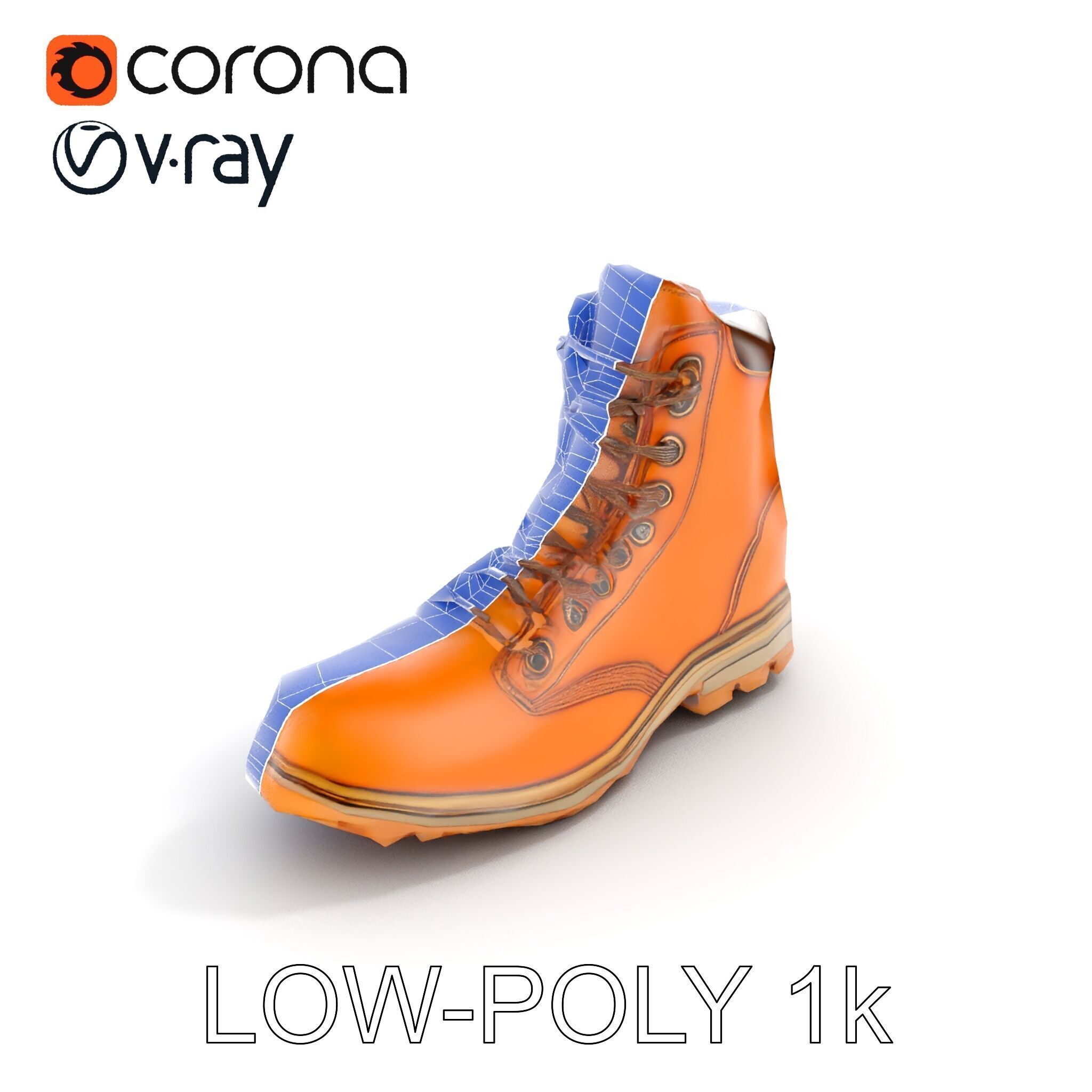 Leather Boot Model Pack with Detailed Textures Low-poly 3D model_31