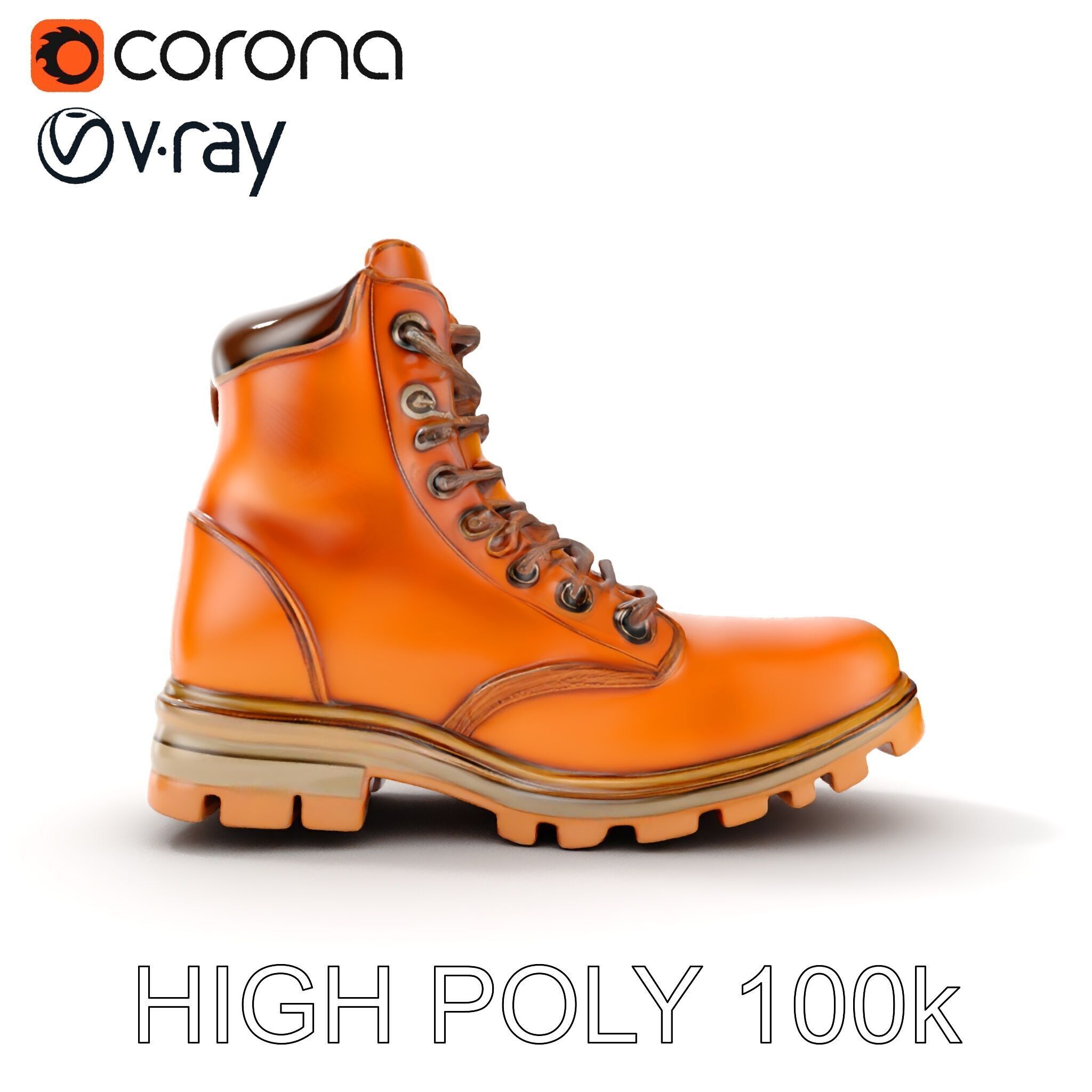 Leather Boot Model Pack with Detailed Textures Low-poly 3D model_20