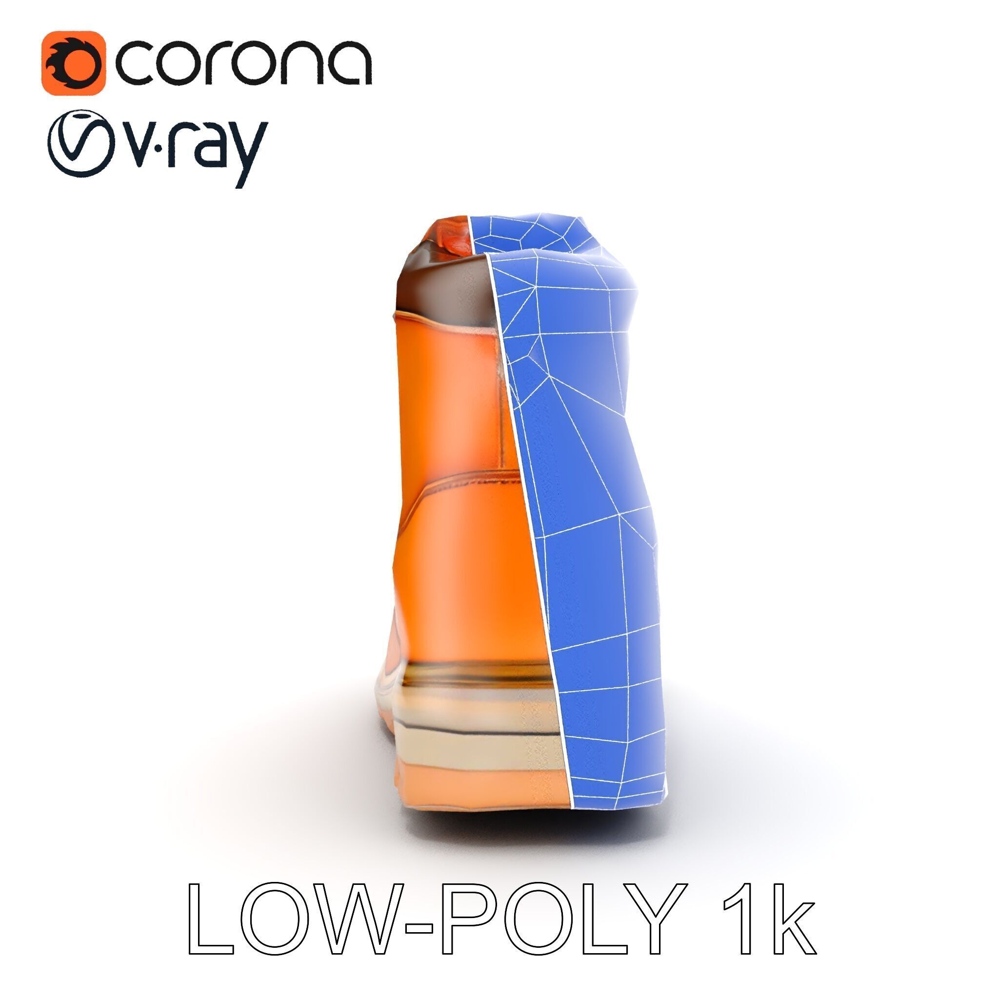 Leather Boot Model Pack with Detailed Textures Low-poly 3D model_16