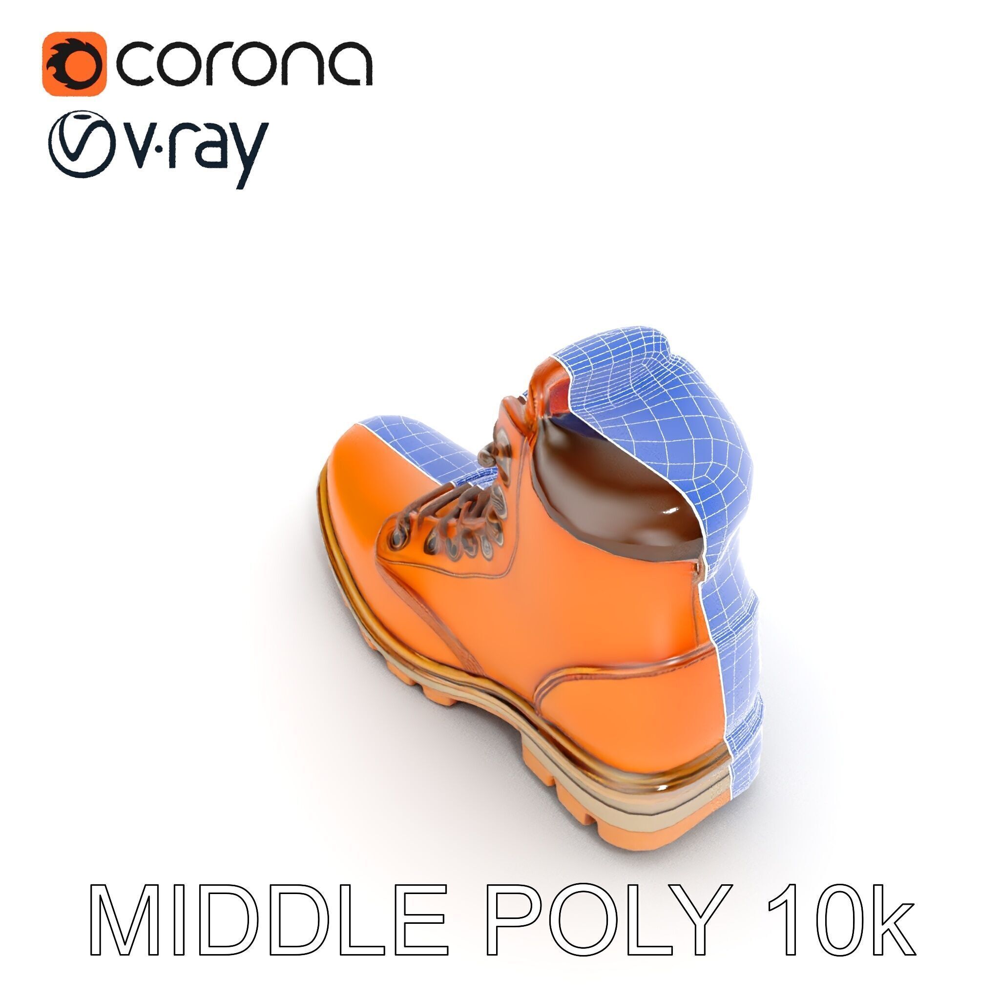 Leather Boot Model Pack with Detailed Textures Low-poly 3D model_24