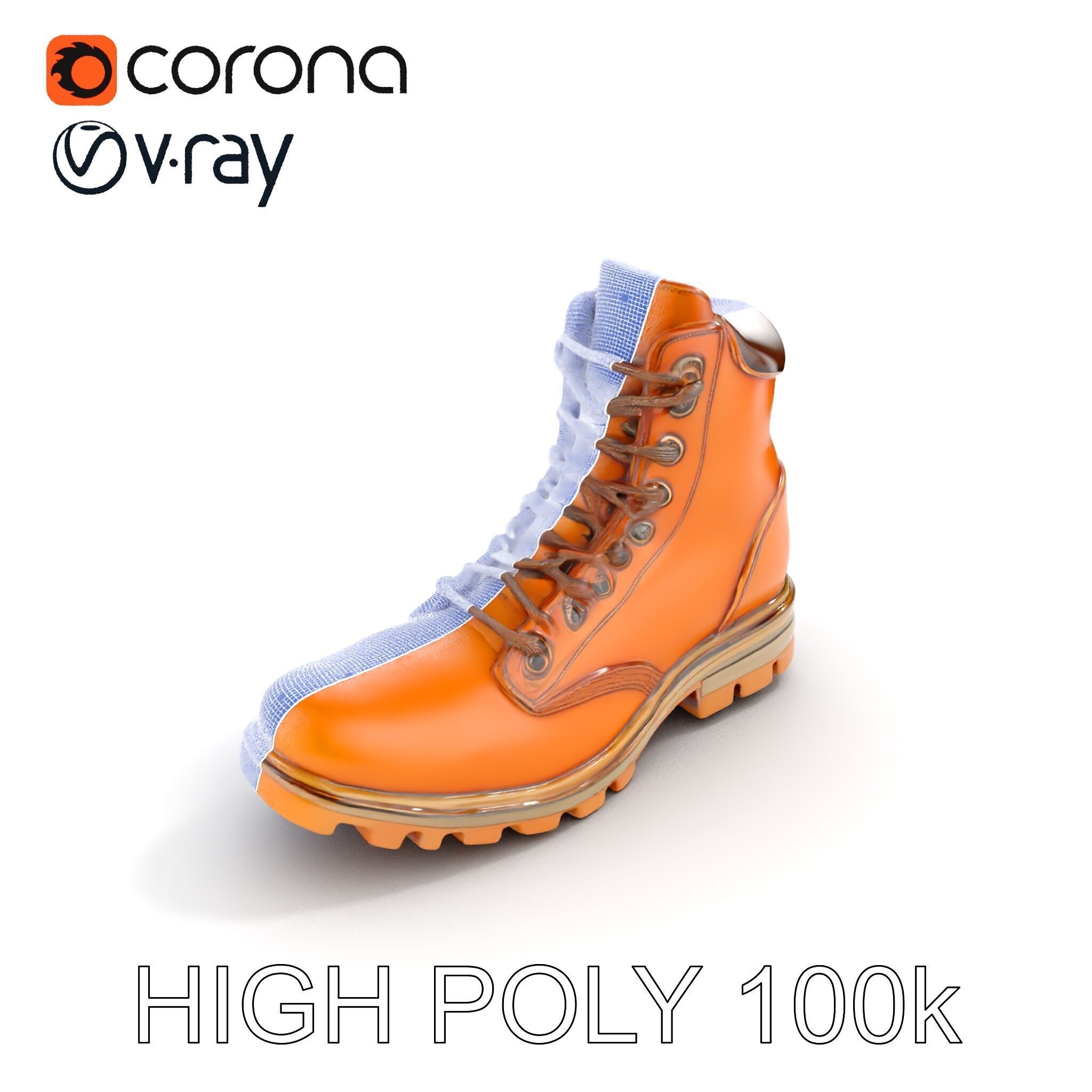 Leather Boot Model Pack with Detailed Textures Low-poly 3D model_26