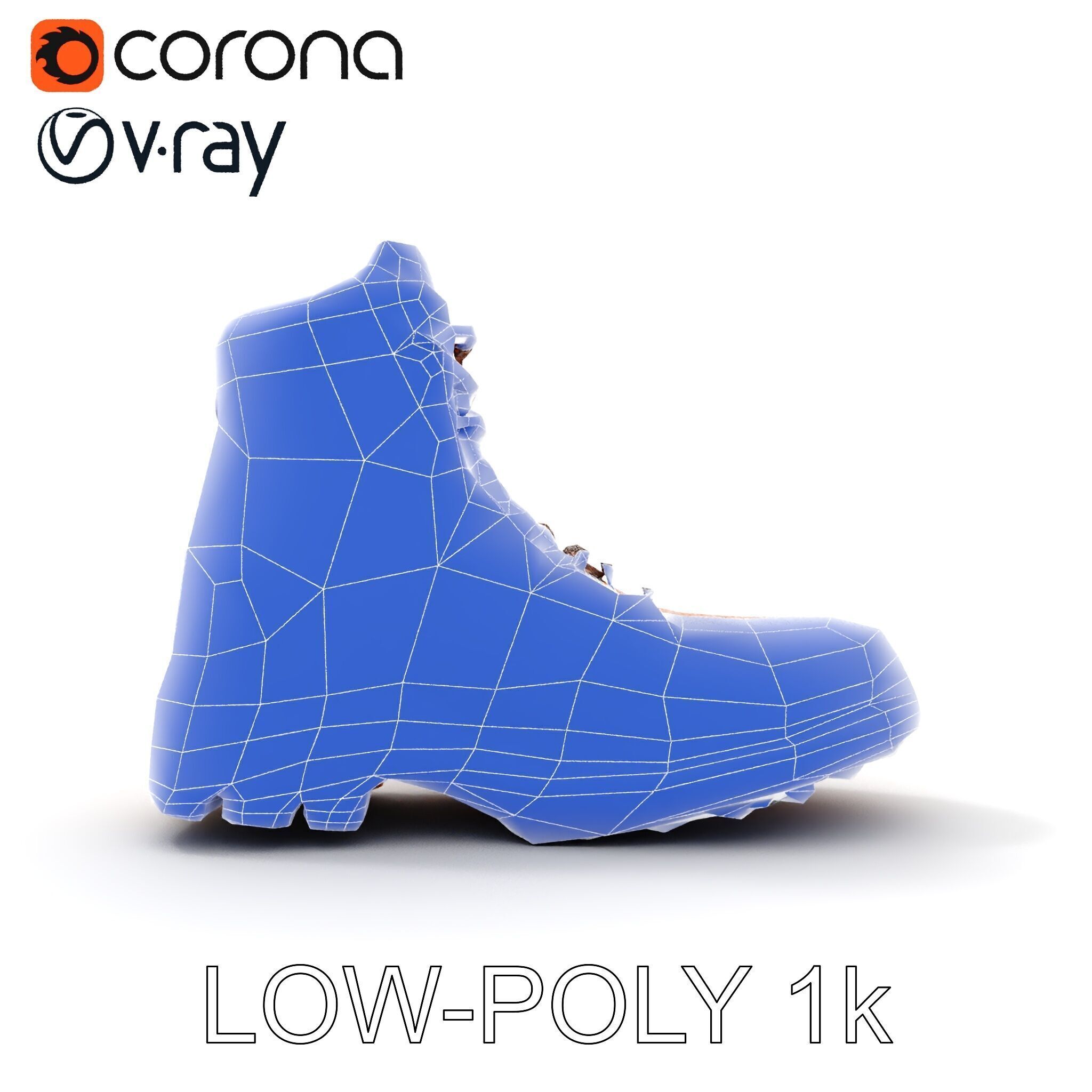 Leather Boot Model Pack with Detailed Textures Low-poly 3D model_11