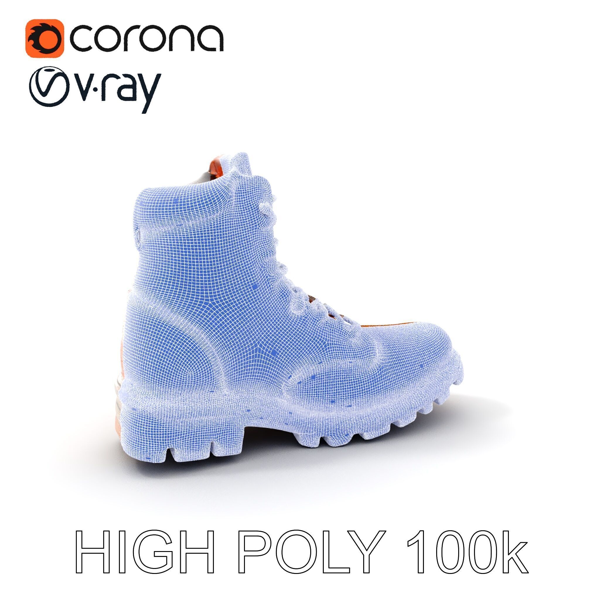 Leather Boot Model Pack with Detailed Textures Low-poly 3D model_4