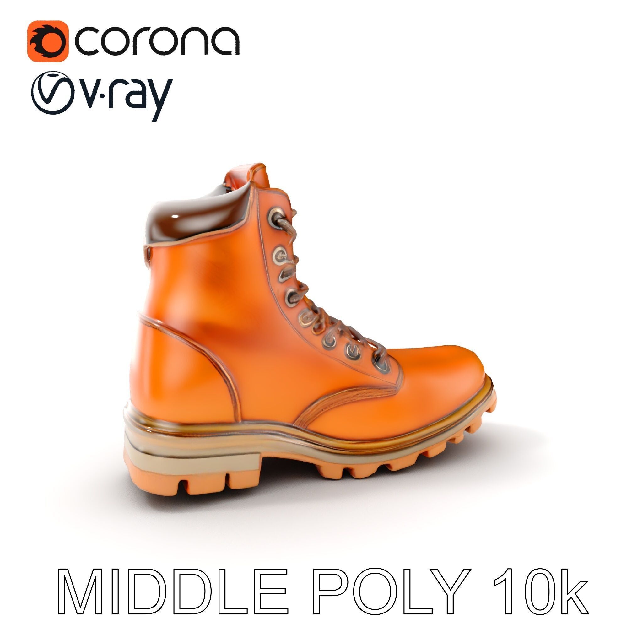 Leather Boot Model Pack with Detailed Textures Low-poly 3D model_8
