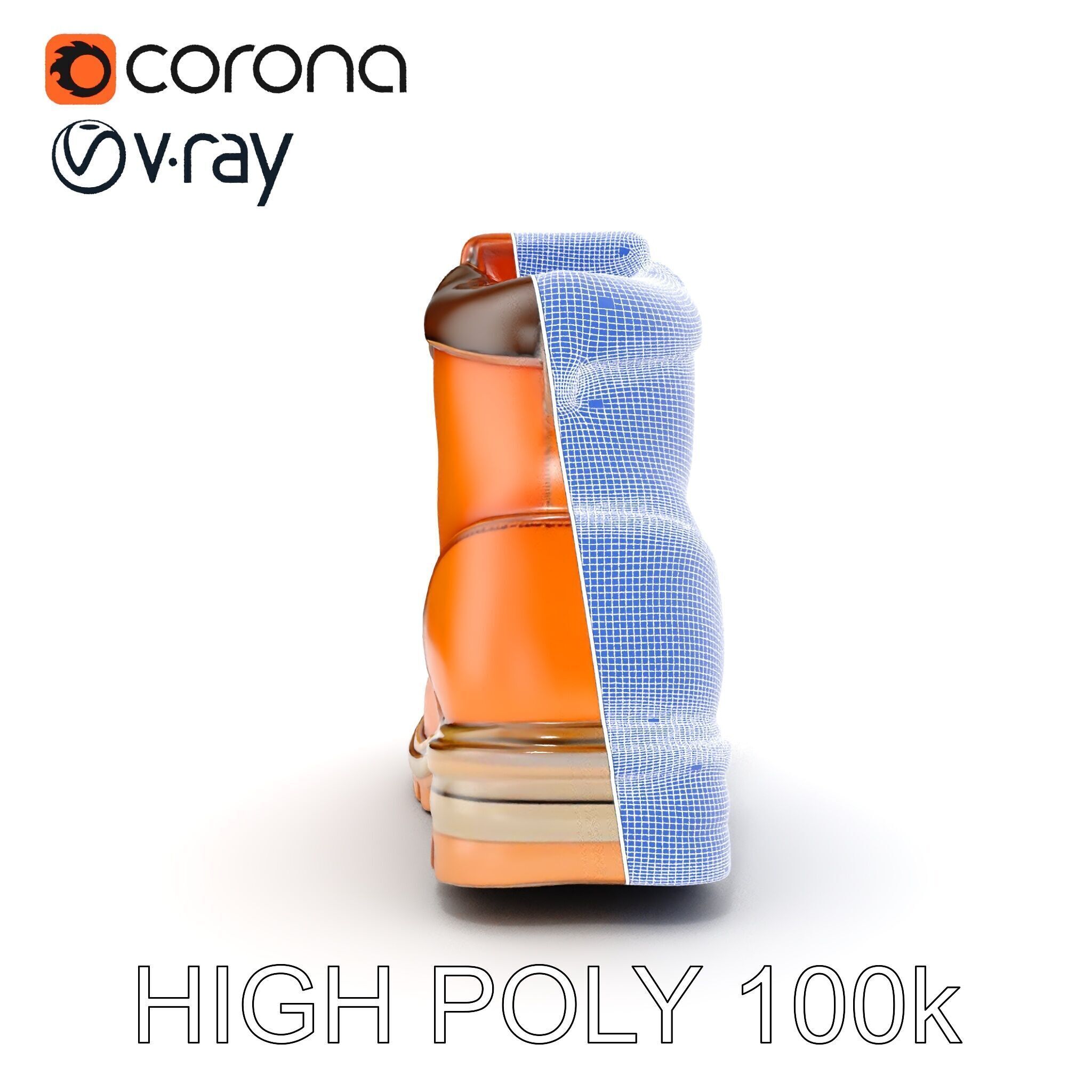 Leather Boot Model Pack with Detailed Textures Low-poly 3D model_32