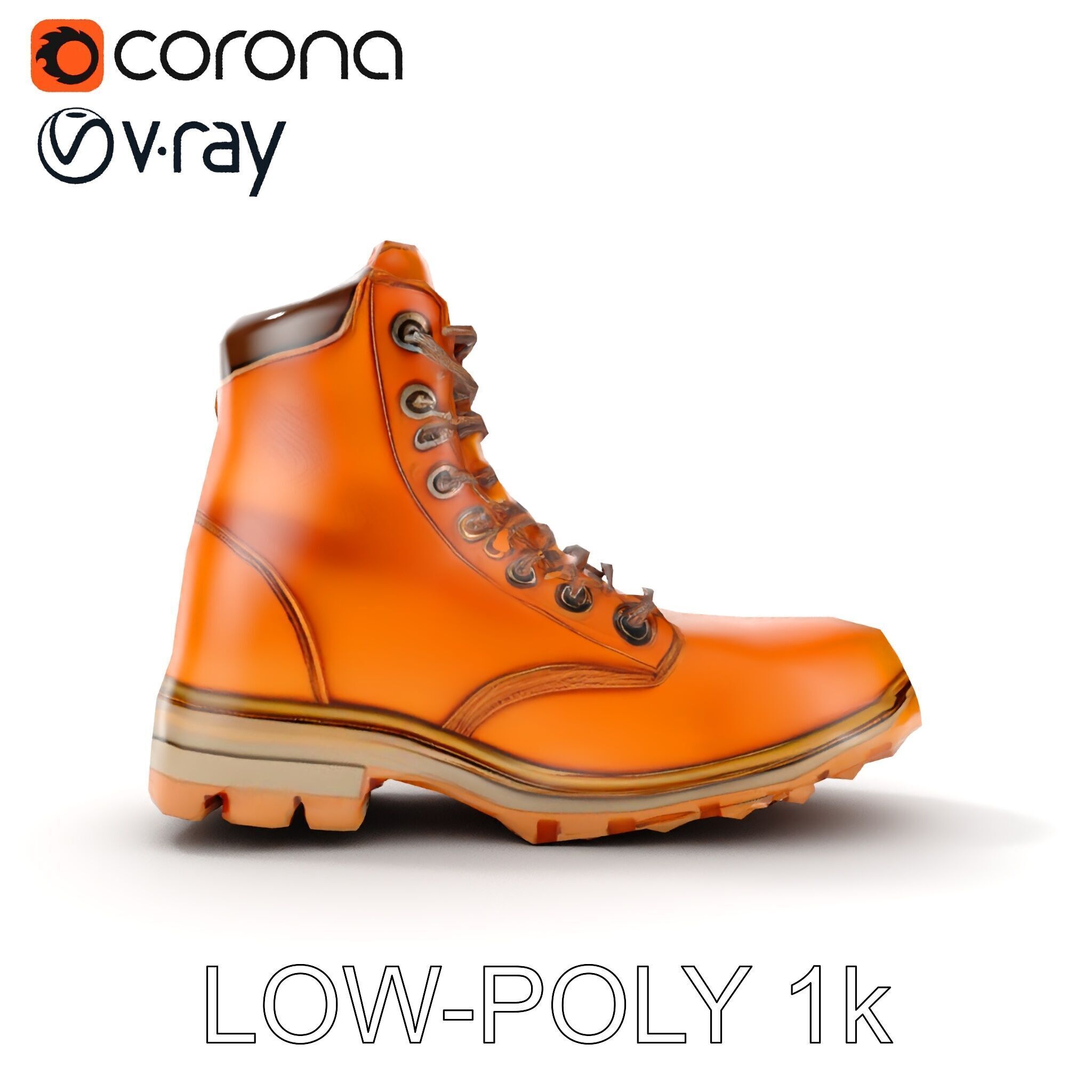 Leather Boot Model Pack with Detailed Textures Low-poly 3D model_9